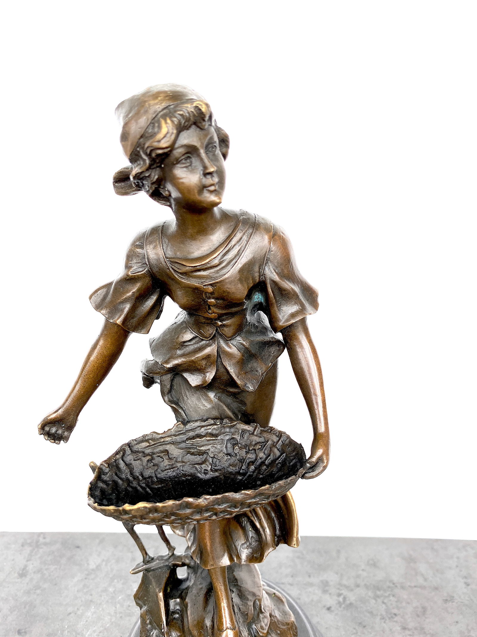 Sign. Bronze statue "The Sower" with marble base - 5
