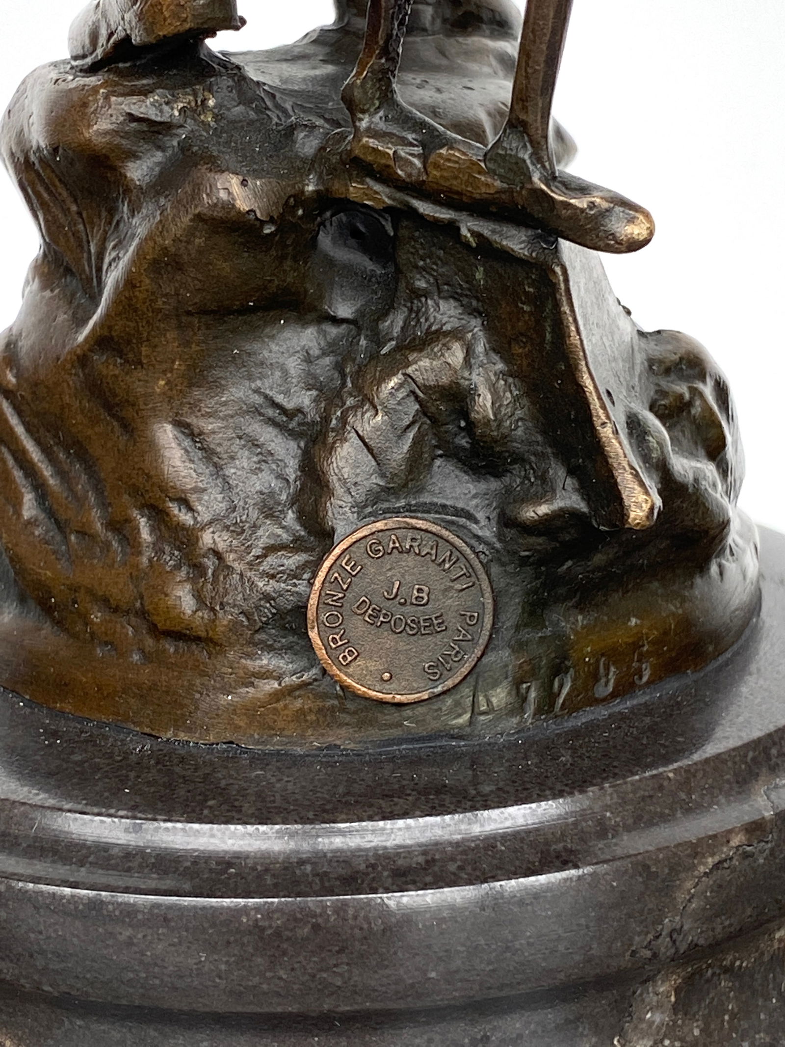 Sign. Bronze statue "The Sower" with marble base - 8