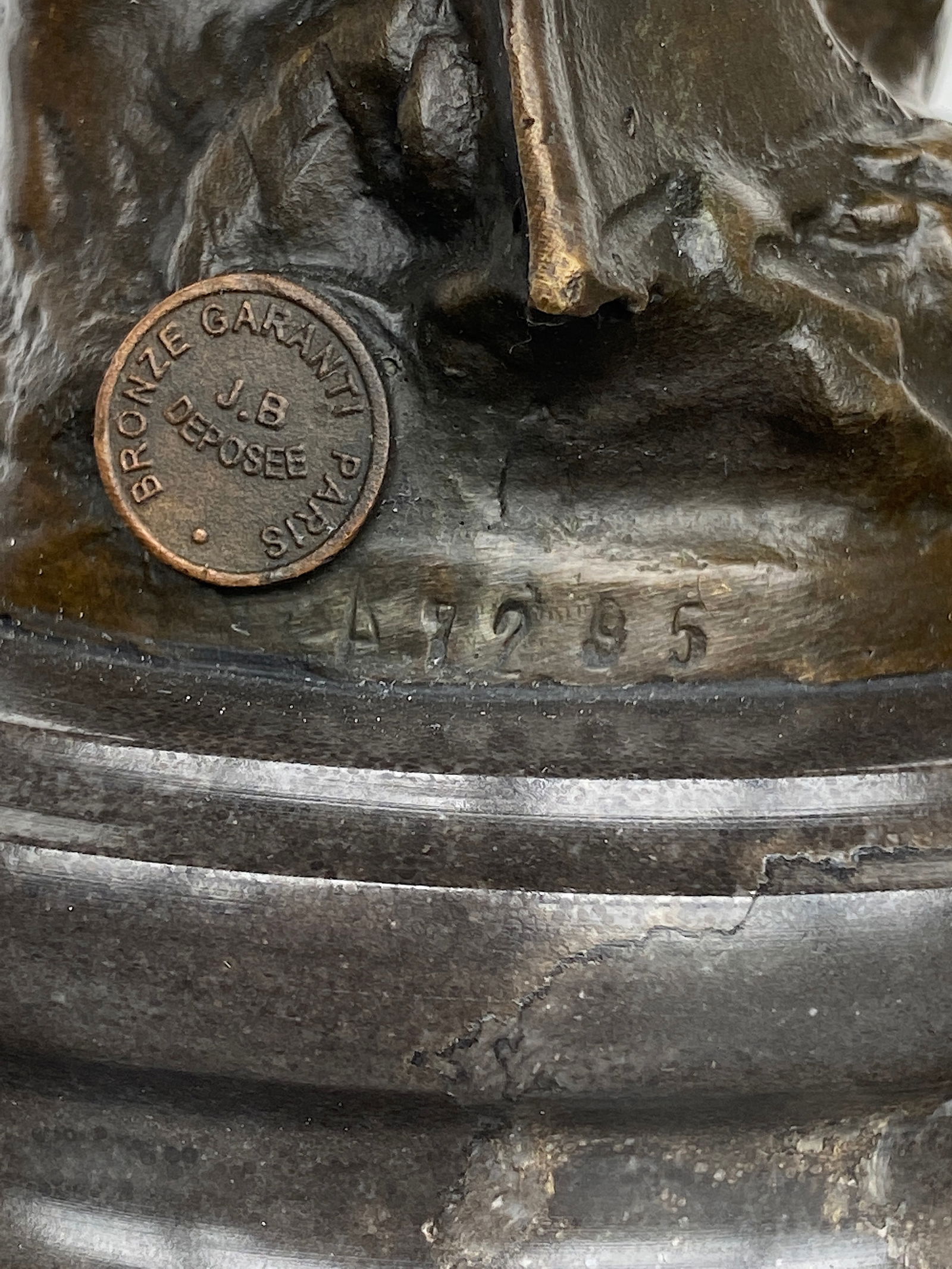 Sign. Bronze statue "The Sower" with marble base - 9