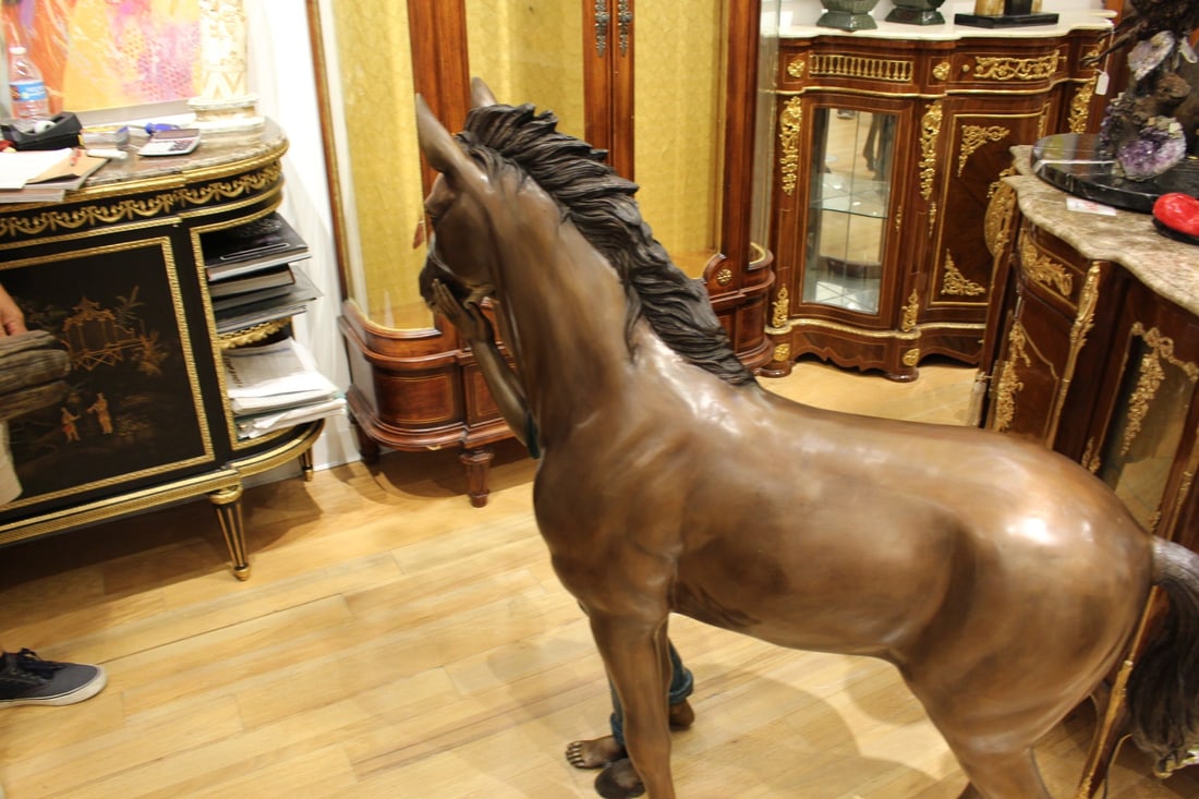 Young Girl and her pony Bronze Statue - Size: 48"L x 20"W x 48"H. - 13