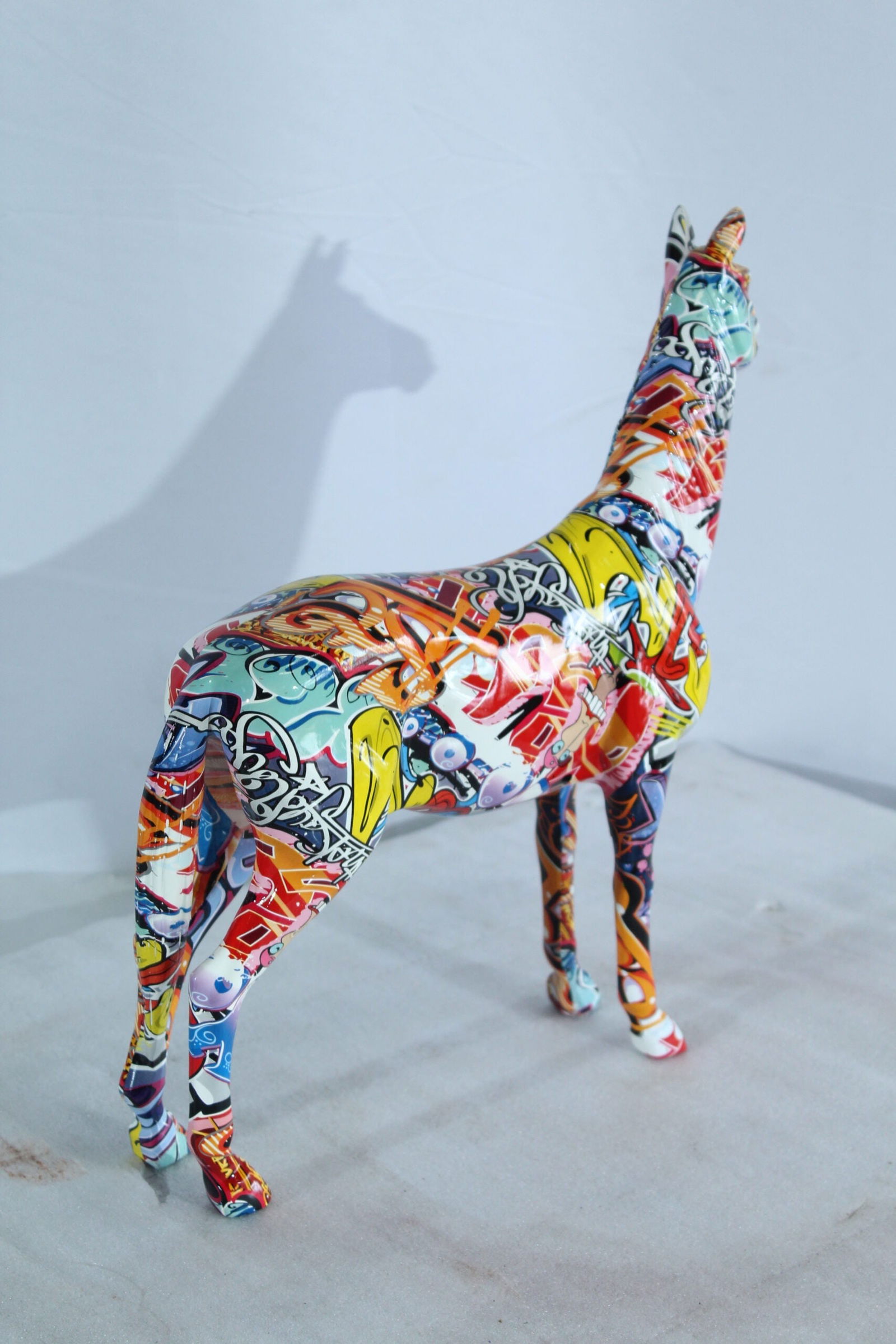 Resin Horse Statue - Graffiti-Style Indoor/Outdoor Sculpture, Hand-Painted Multicolor Art Design, - 4