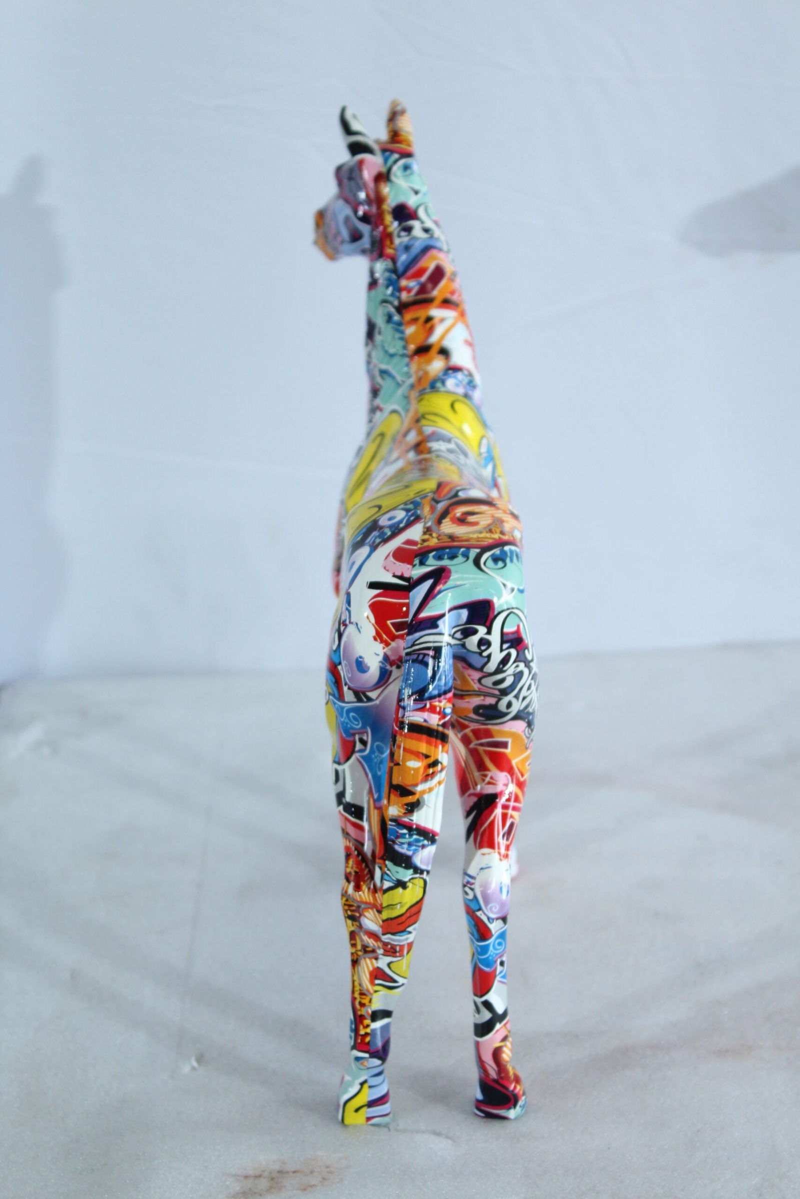 Resin Horse Statue - Graffiti-Style Indoor/Outdoor Sculpture, Hand-Painted Multicolor Art Design, - 5