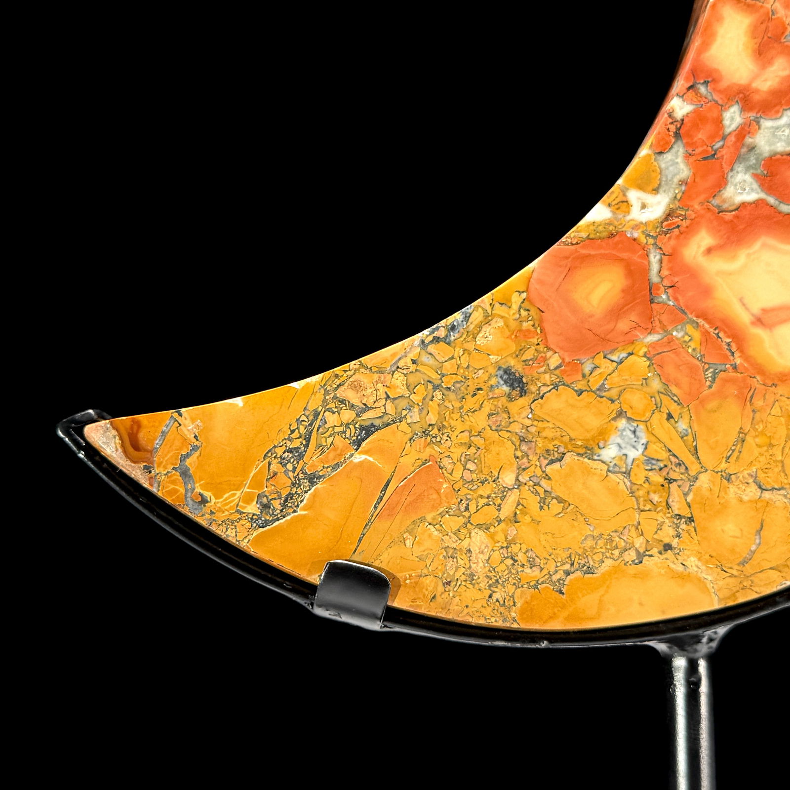 Beautiful crystalized Maligano Jasper Crescent Moon on a custom stand - 10