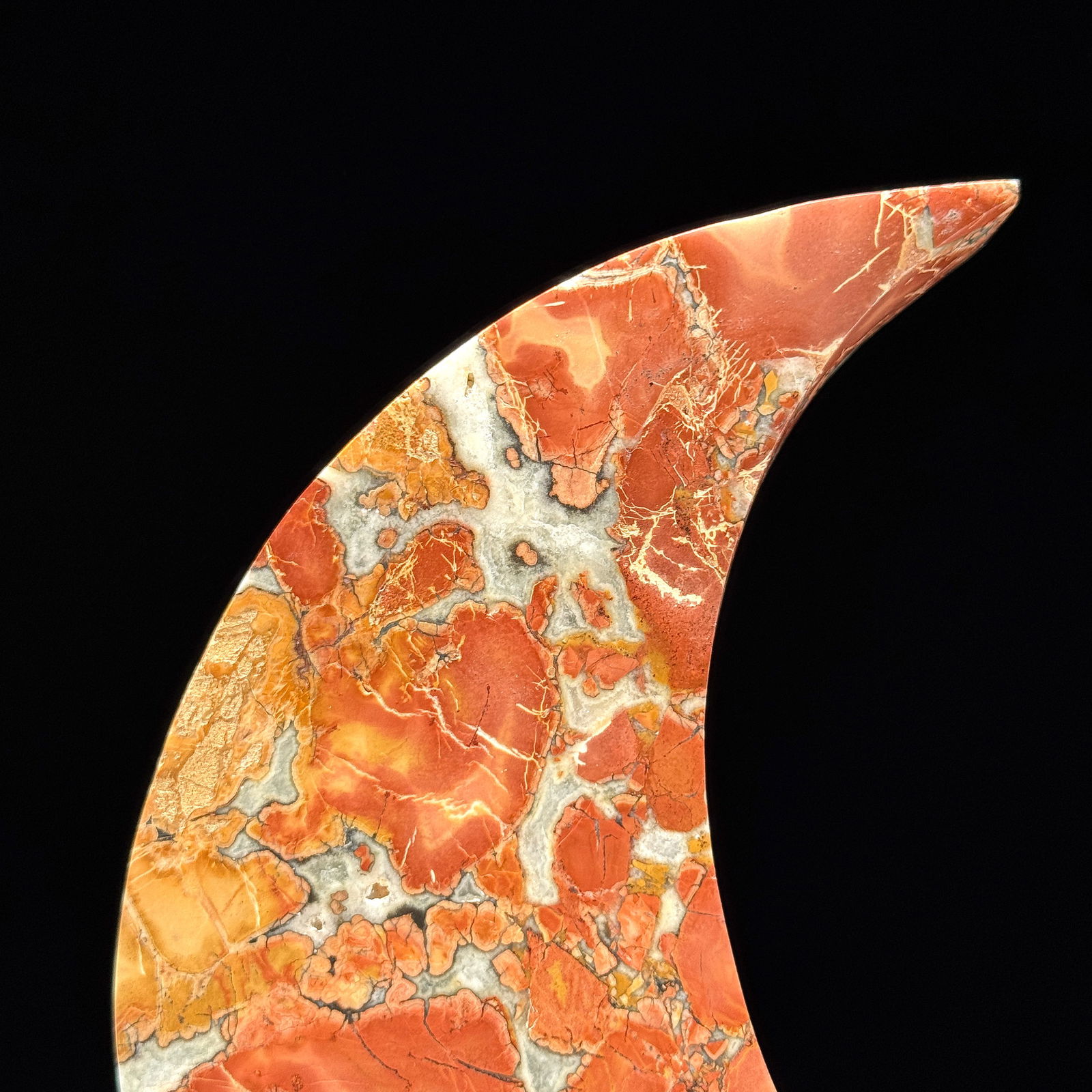Beautiful crystalized Maligano Jasper Crescent Moon on a custom stand - 2