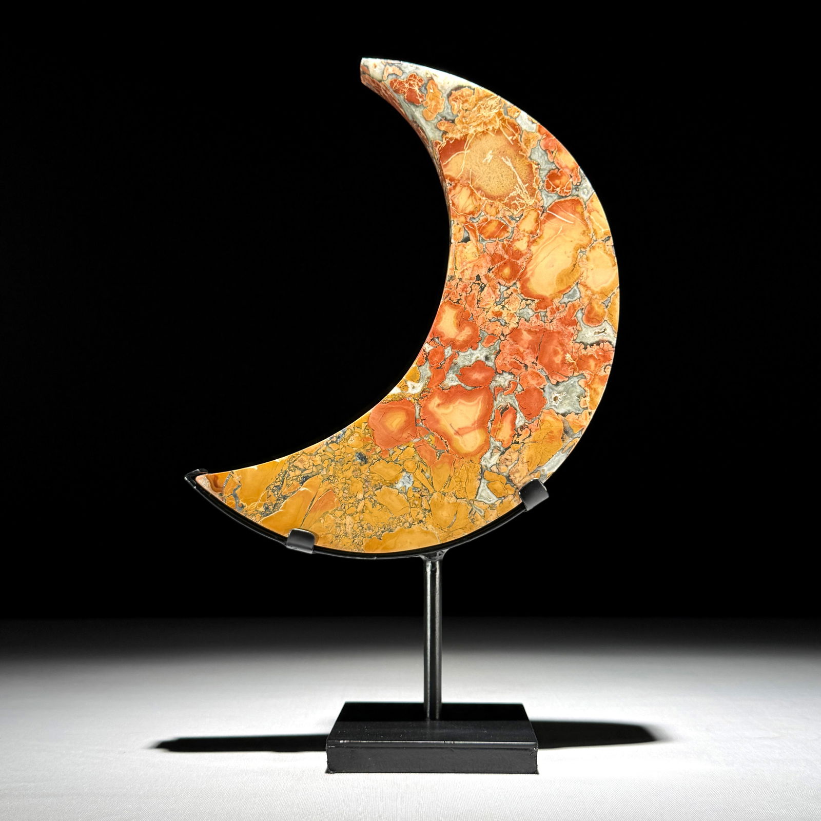 Beautiful crystalized Maligano Jasper Crescent Moon on a custom stand - 7