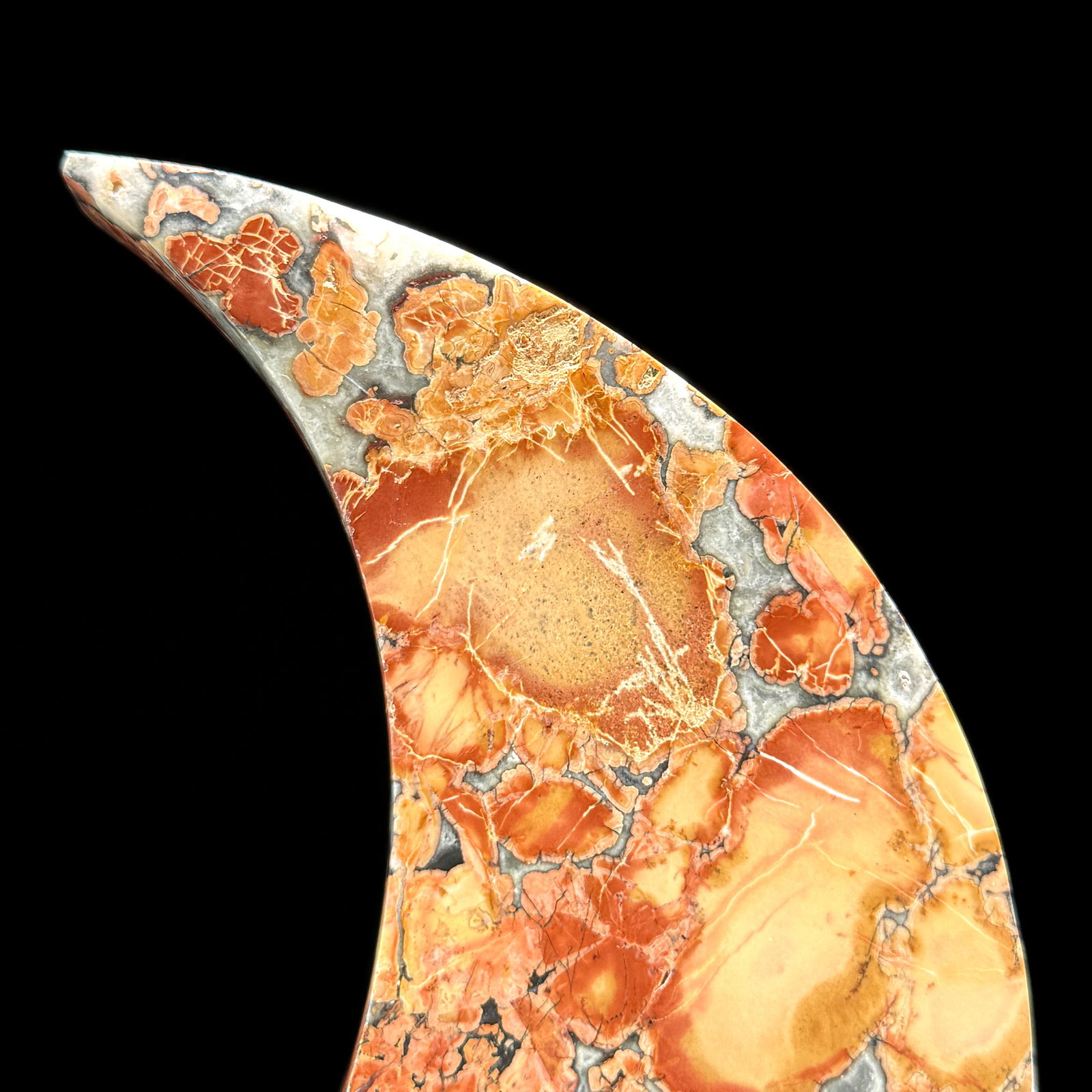 Beautiful crystalized Maligano Jasper Crescent Moon on a custom stand - 8