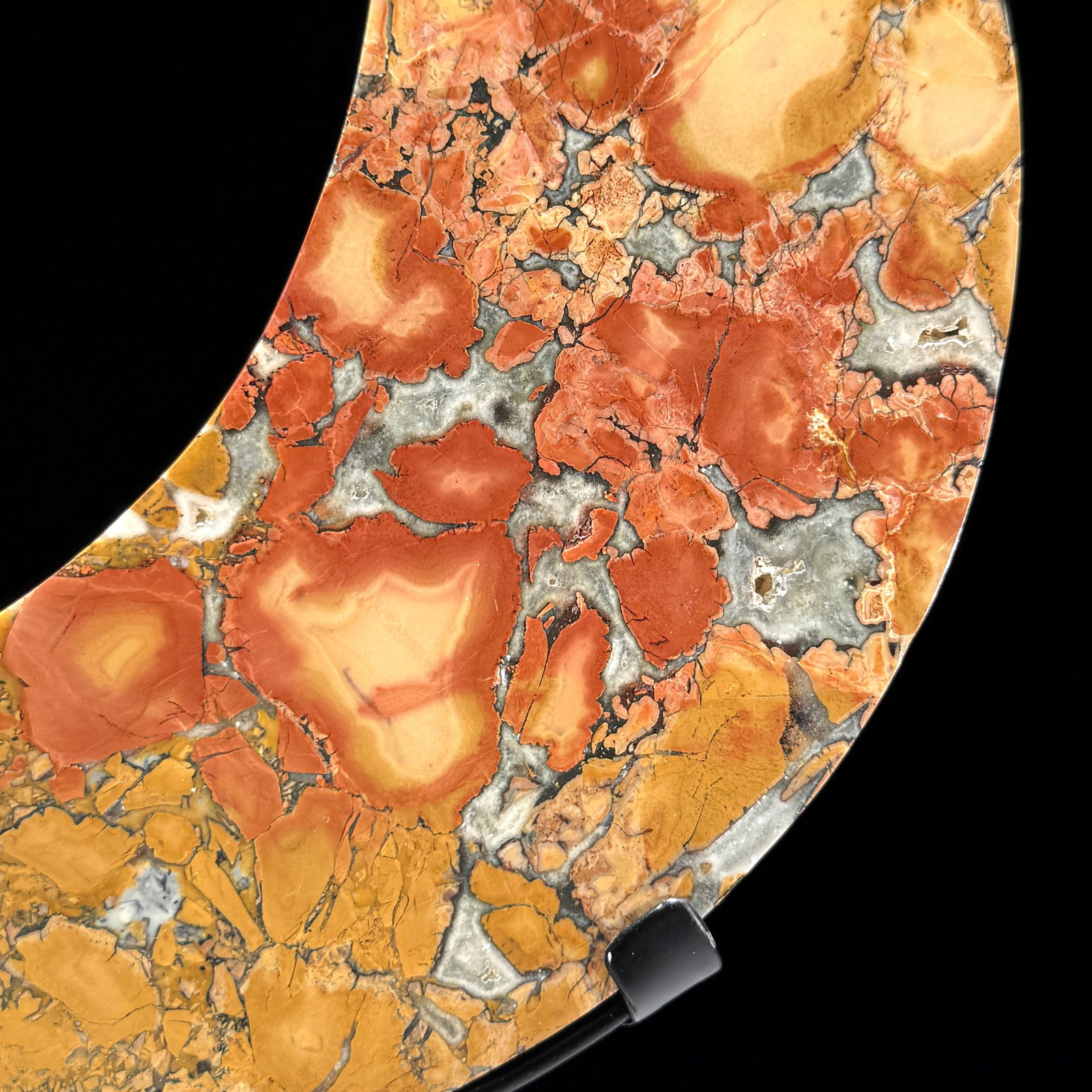 Beautiful crystalized Maligano Jasper Crescent Moon on a custom stand - 9