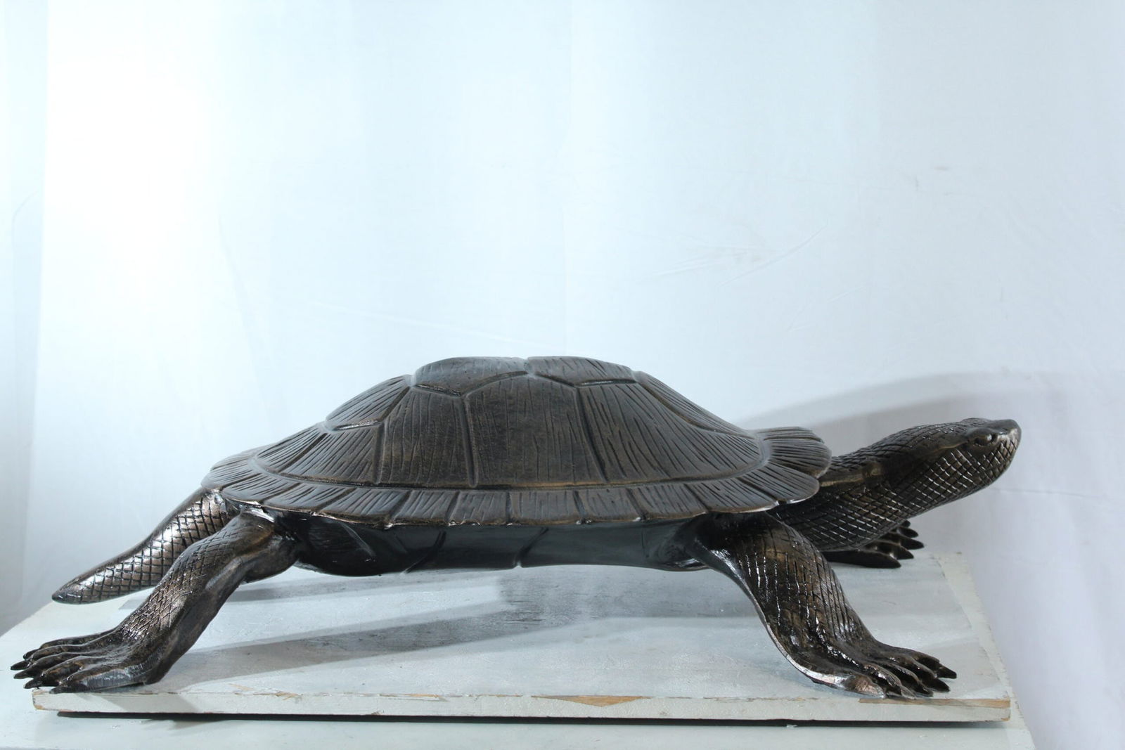 Aluminum Cooter Turtle Statue - Realistic Crawling Pose Bronze Finish Sculpture for Garden, Pond, or - 10