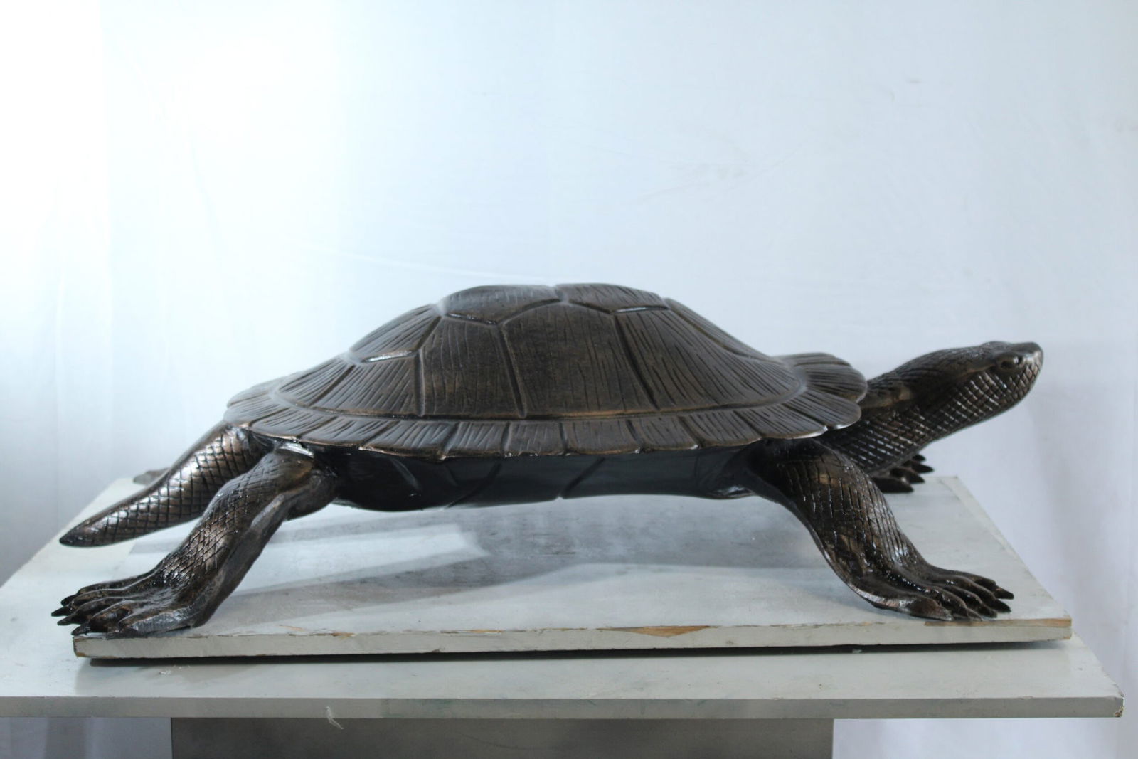 Aluminum Cooter Turtle Statue - Realistic Crawling Pose Bronze Finish Sculpture for Garden, Pond, or - 11