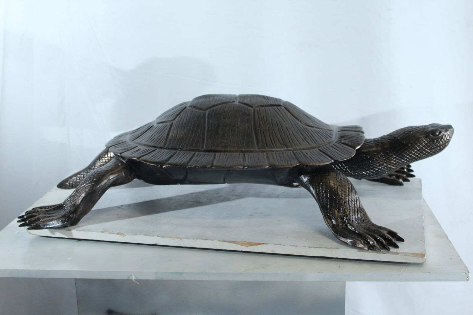 Aluminum Cooter Turtle Statue - Realistic Crawling Pose Bronze Finish Sculpture for Garden, Pond, or - 3