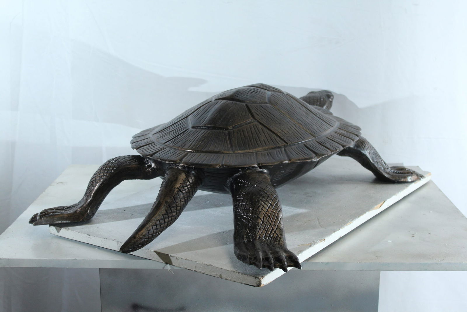 Aluminum Cooter Turtle Statue - Realistic Crawling Pose Bronze Finish Sculpture for Garden, Pond, or - 8