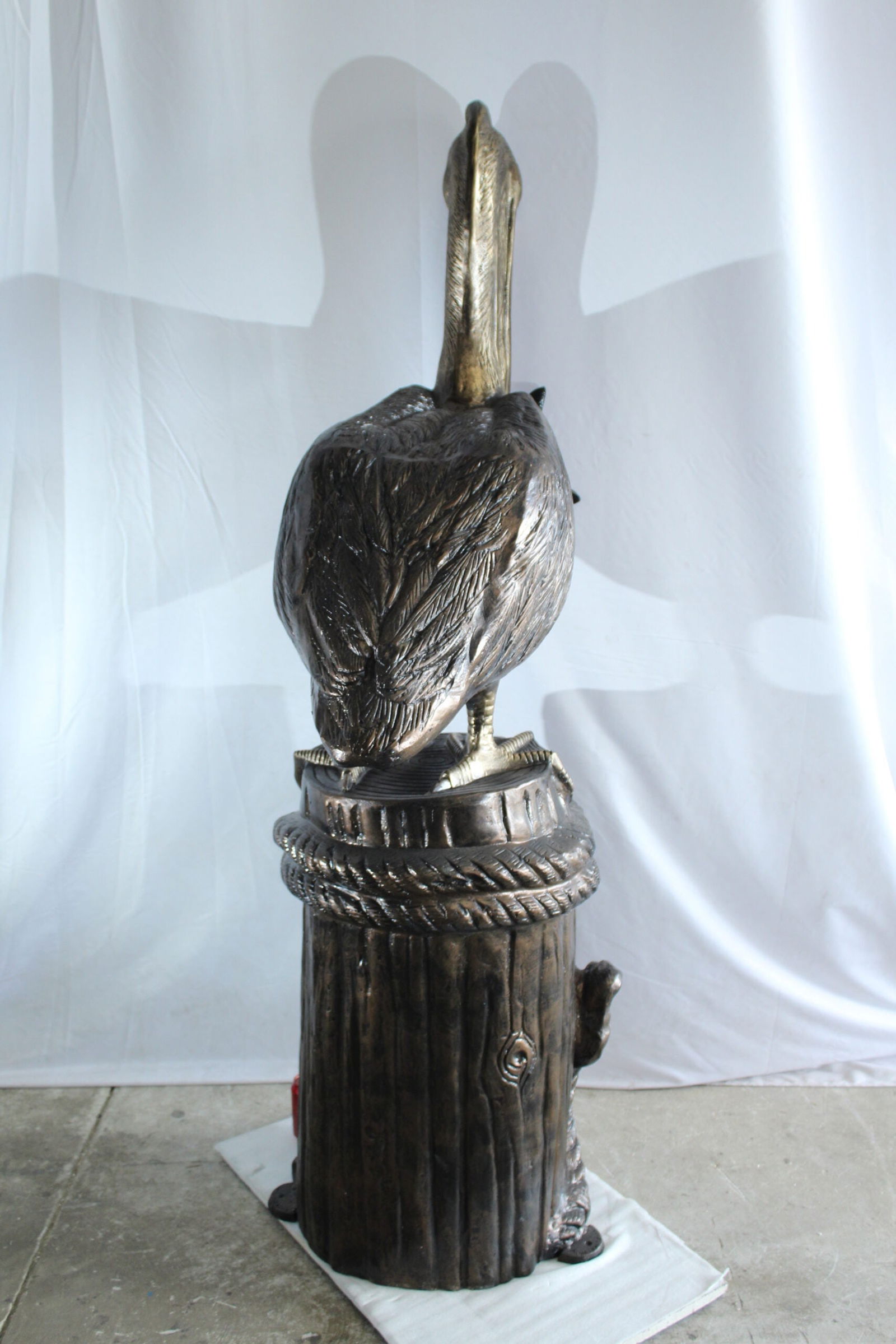 Giant Aluminum Pelican Statue with Fish - Coastal Dock Post Sculpture for Nautical & Marine Decor - - 3