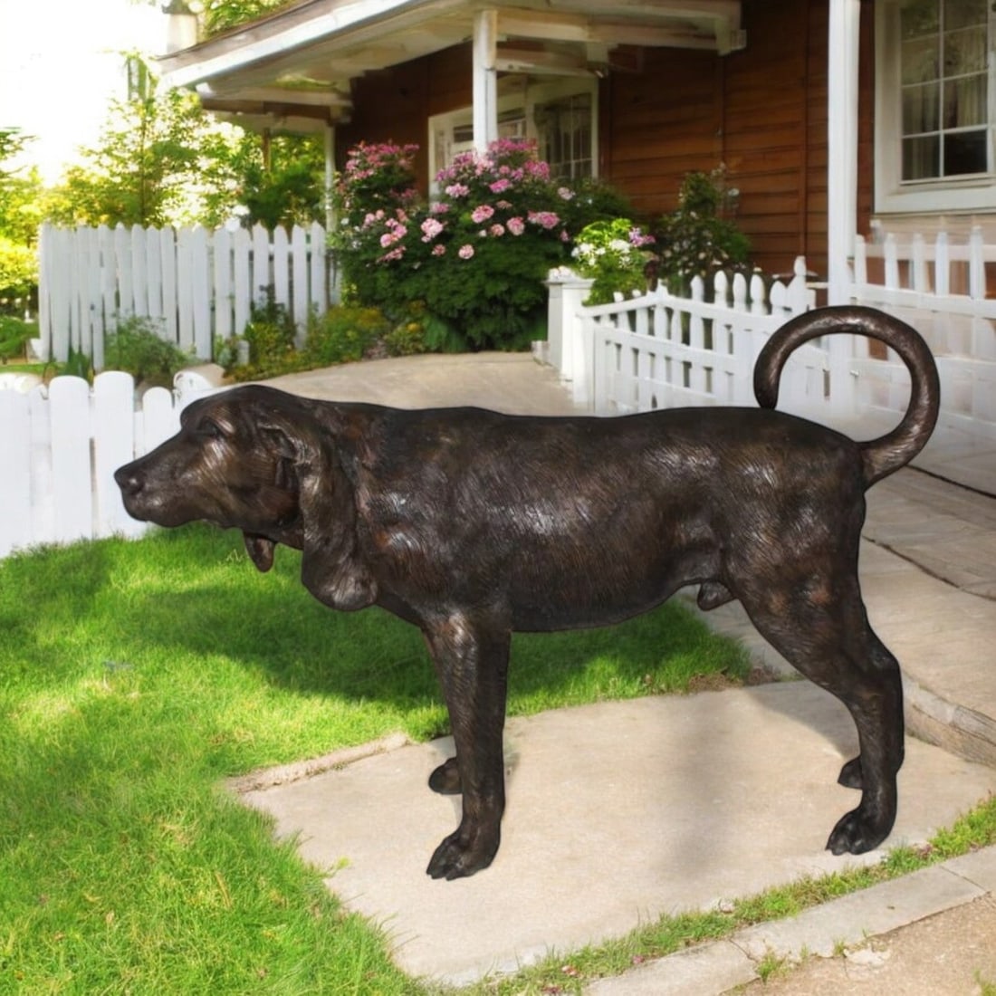 Hound dog Bronze Statue - Size: 38"L x 12"W x 26"H. - 2