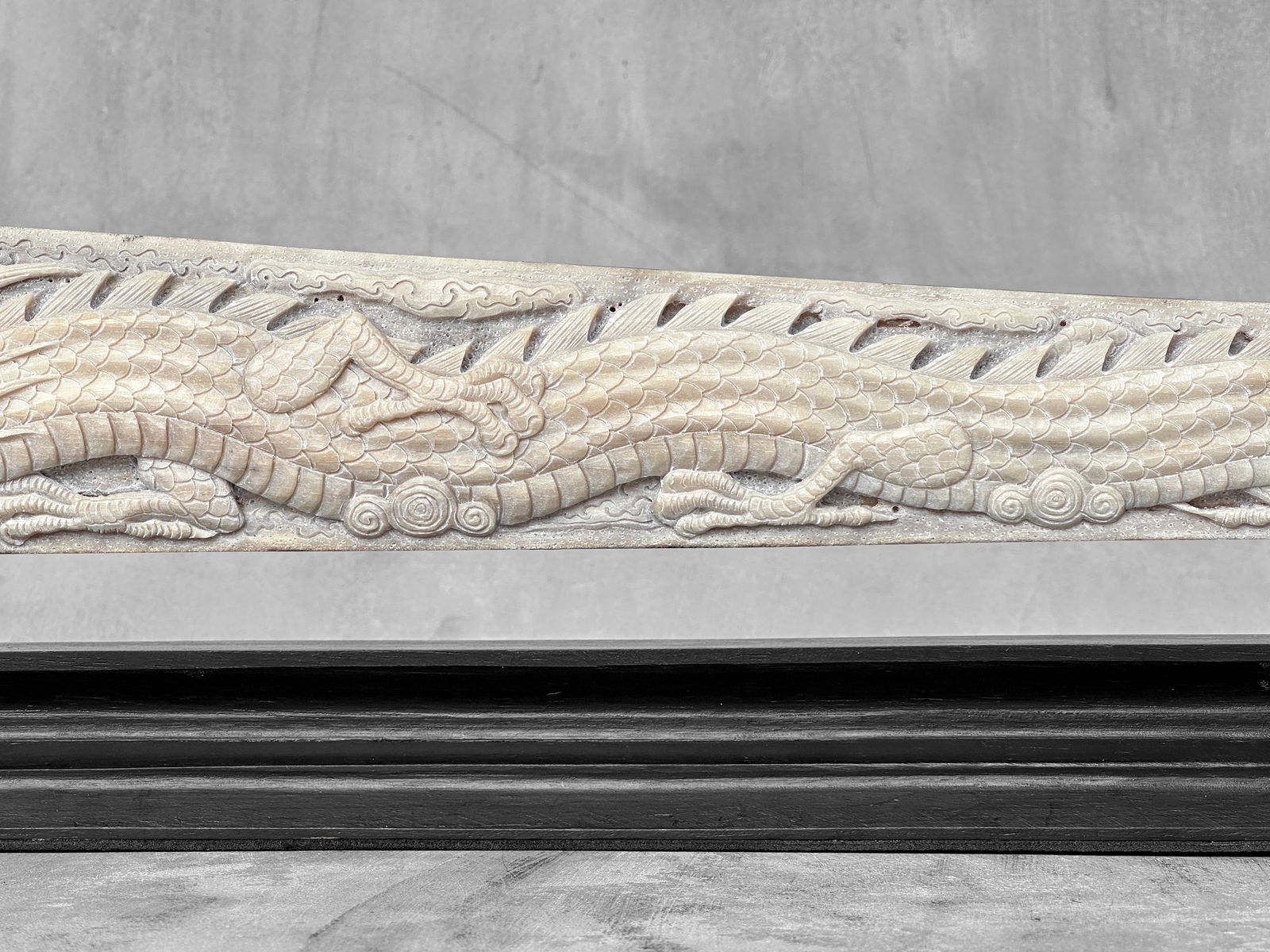 An extra large carved swordfish rostrum - Tiger dragon carving - 8