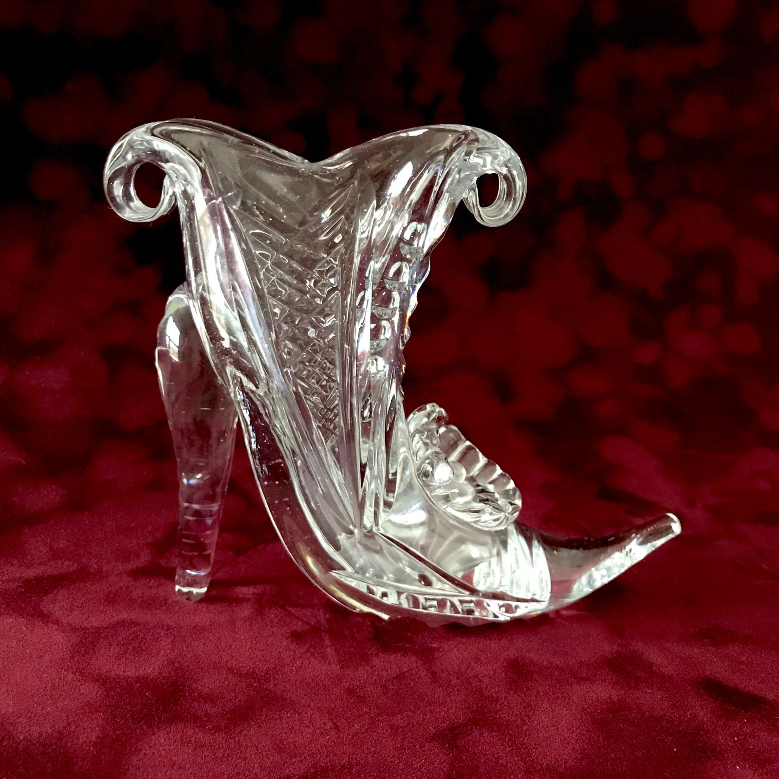 Vintage Bohemia crystal vase 'high heel shoe' 560 gr - 4