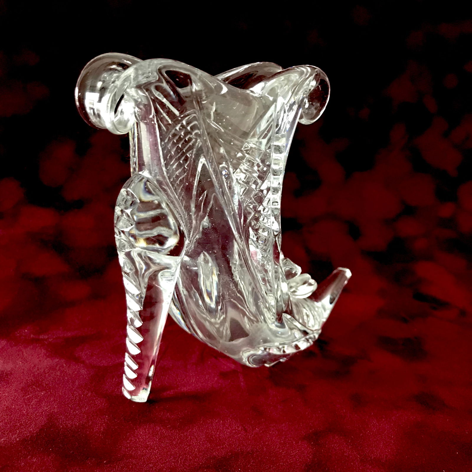 Vintage Bohemia crystal vase 'high heel shoe' 560 gr - 5
