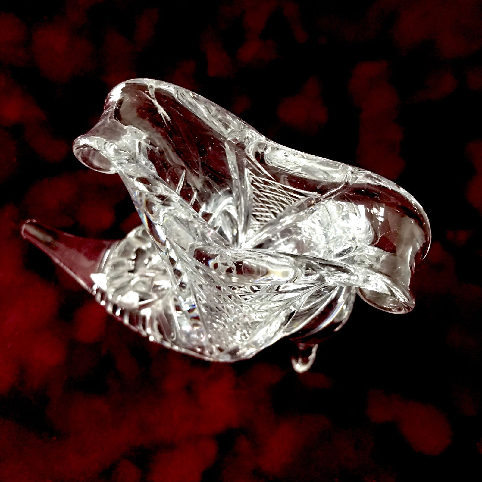 Vintage Bohemia crystal vase 'high heel shoe' 560 gr - 7