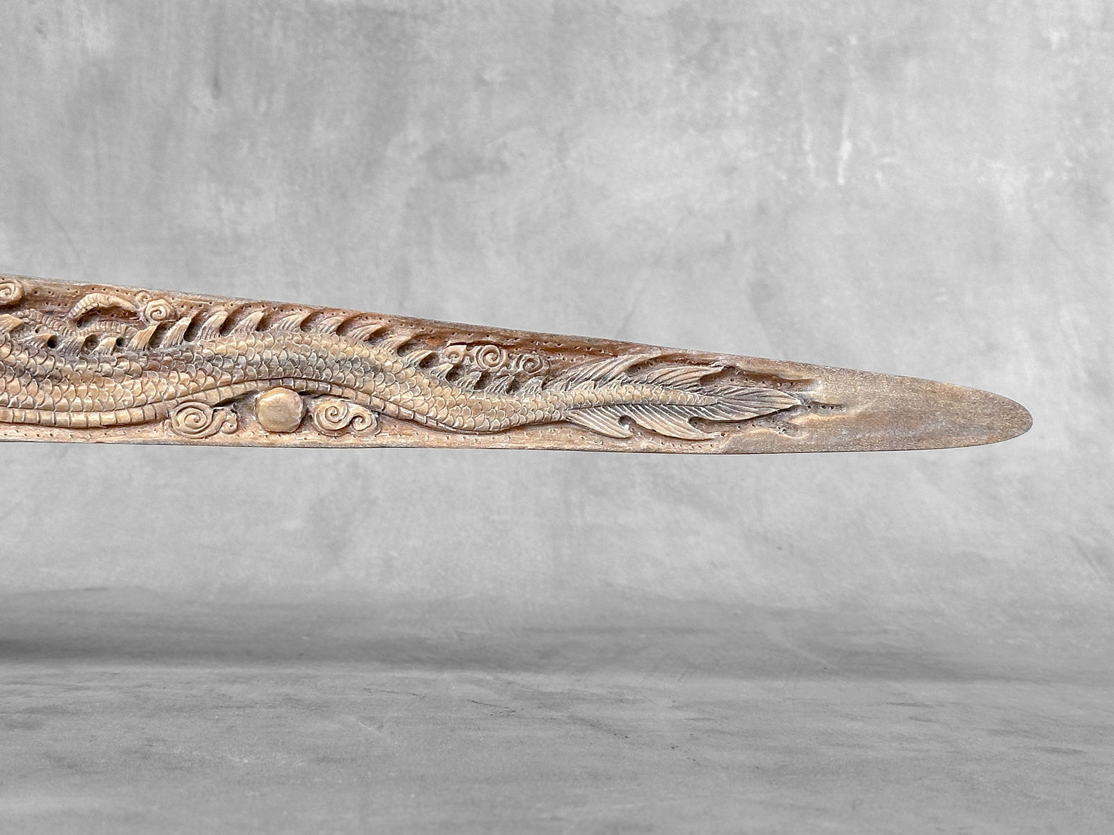 Large carved swordfish - Double Dragon motif - 10