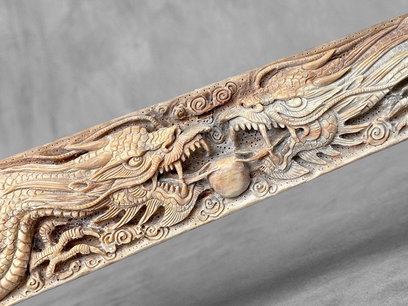 Large carved swordfish - Double Dragon motif - 4