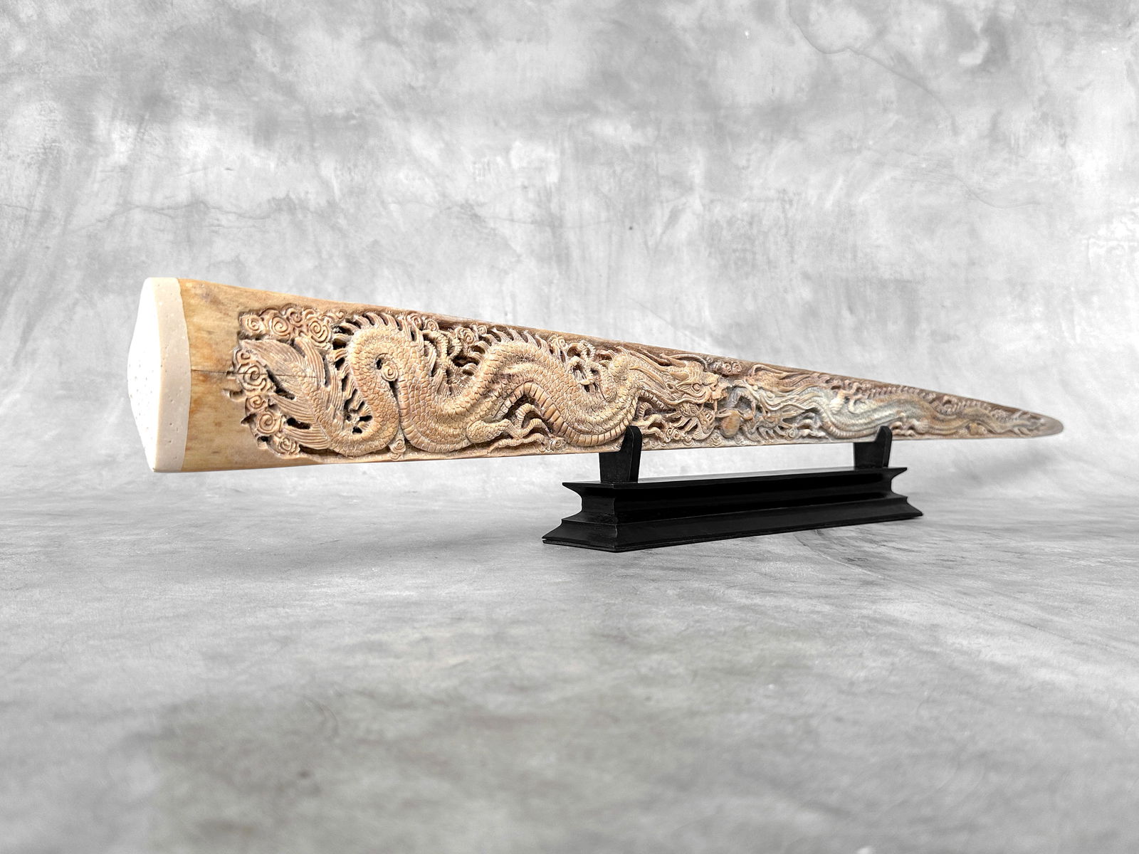 Large carved swordfish - Double Dragon motif - 5