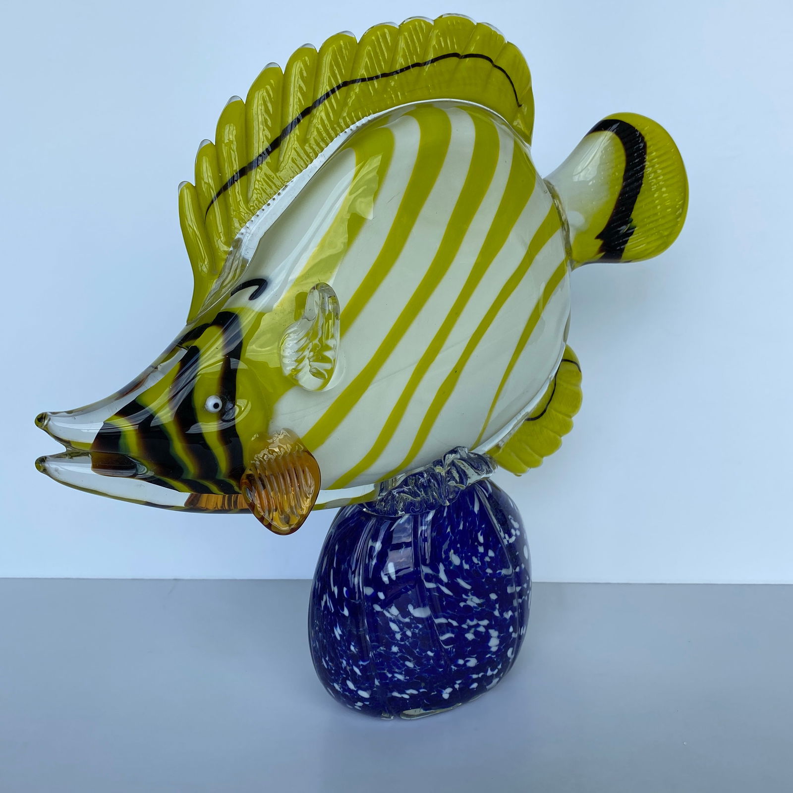 Blown glass fish on a pedestal - 2