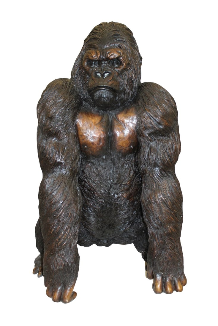 King Kong Bronze Statue - Size: 32"L x 28"W x 49"H.: Title:King Kong Bronze Statue - Size: 32"L x 28"W x 49"H.Description:This stunning life size bronze sculpture is inspired by the movie "King Kong". This is a timeless Creation in lost wax cast bronze