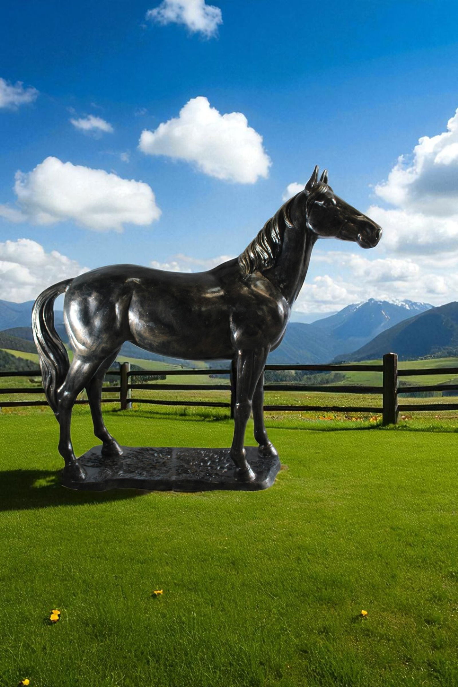 Majestic Aluminum Horse Statue - Large Indoor/Outdoor Decorative Sculpture, Elegant Silver Finish, - 12