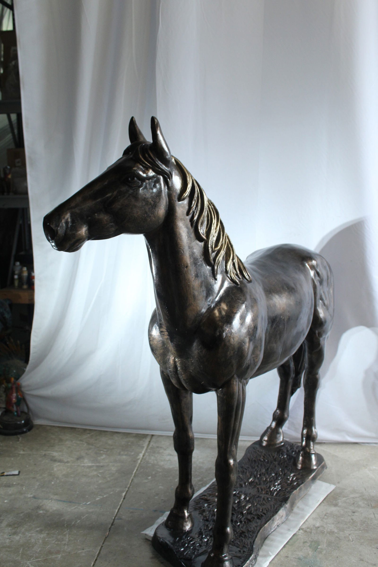 Majestic Aluminum Horse Statue - Large Indoor/Outdoor Decorative Sculpture, Elegant Silver Finish, - 3