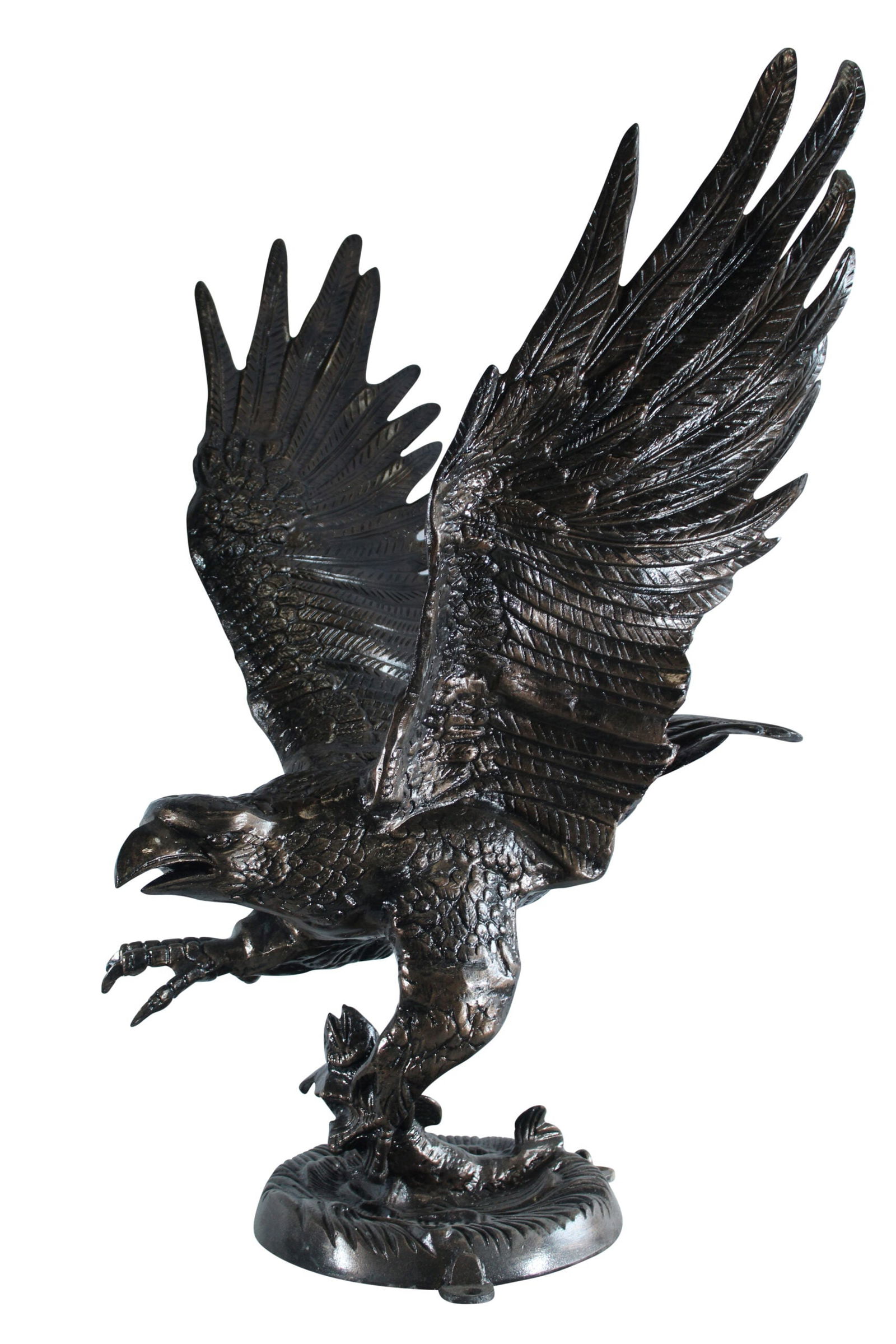 Large Aluminum Eagle Statue with Wings Spread in Flight - Bronze-Style Wildlife Decor for Home & (1 of 12)