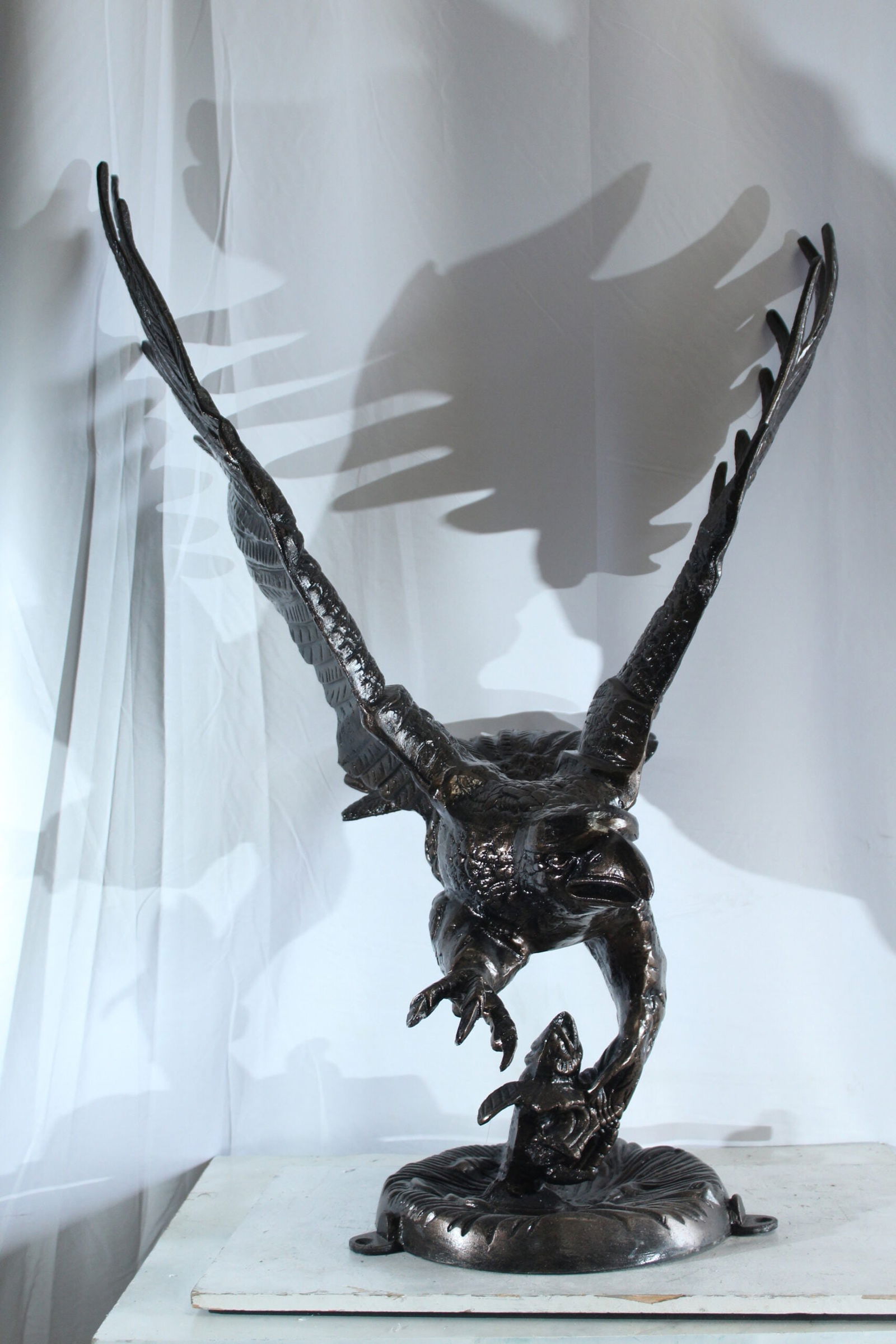 Large Aluminum Eagle Statue with Wings Spread in Flight - Bronze-Style Wildlife Decor for Home & - 2