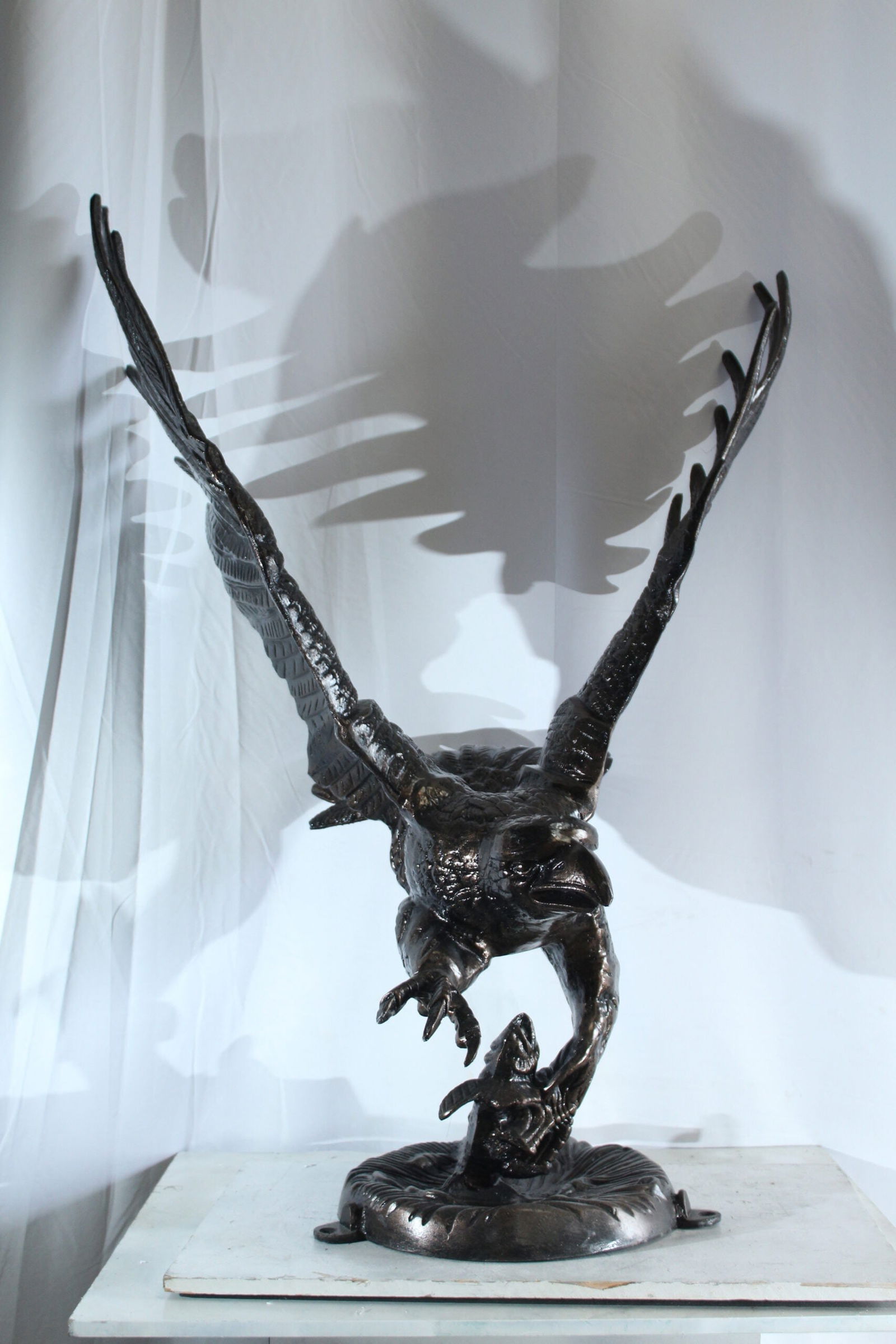 Large Aluminum Eagle Statue with Wings Spread in Flight - Bronze-Style Wildlife Decor for Home & - 3