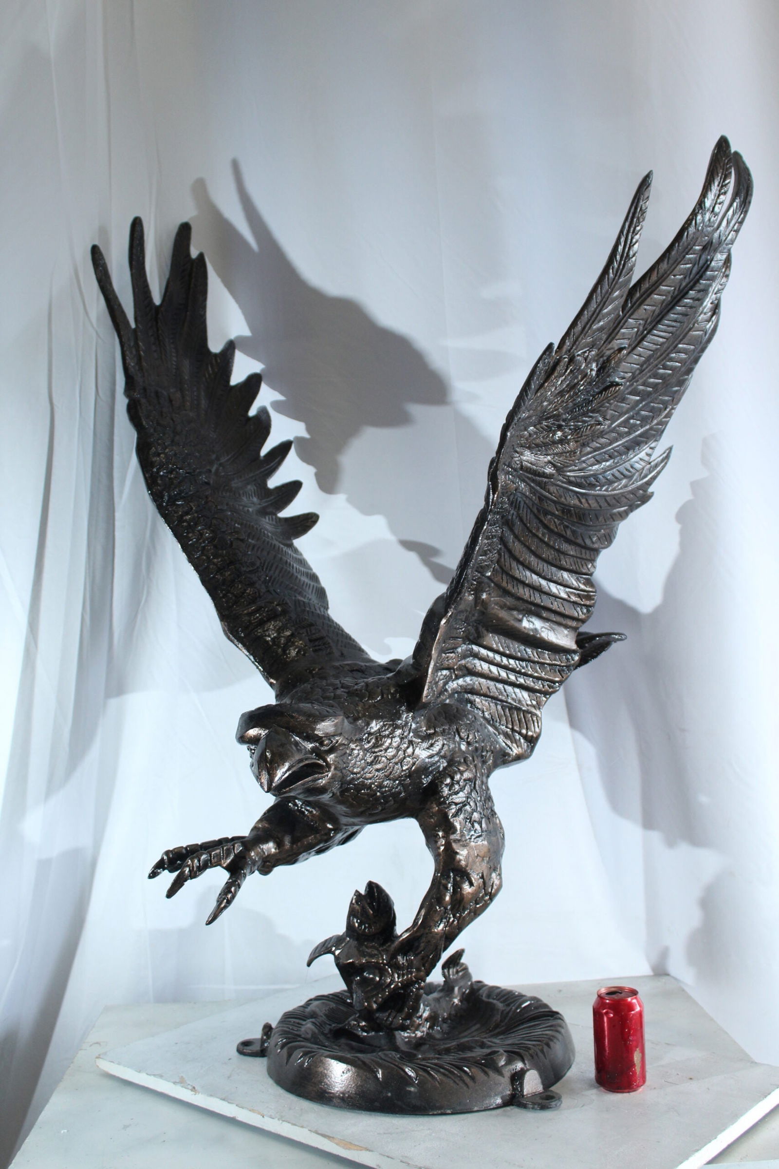 Large Aluminum Eagle Statue with Wings Spread in Flight - Bronze-Style Wildlife Decor for Home & - 4