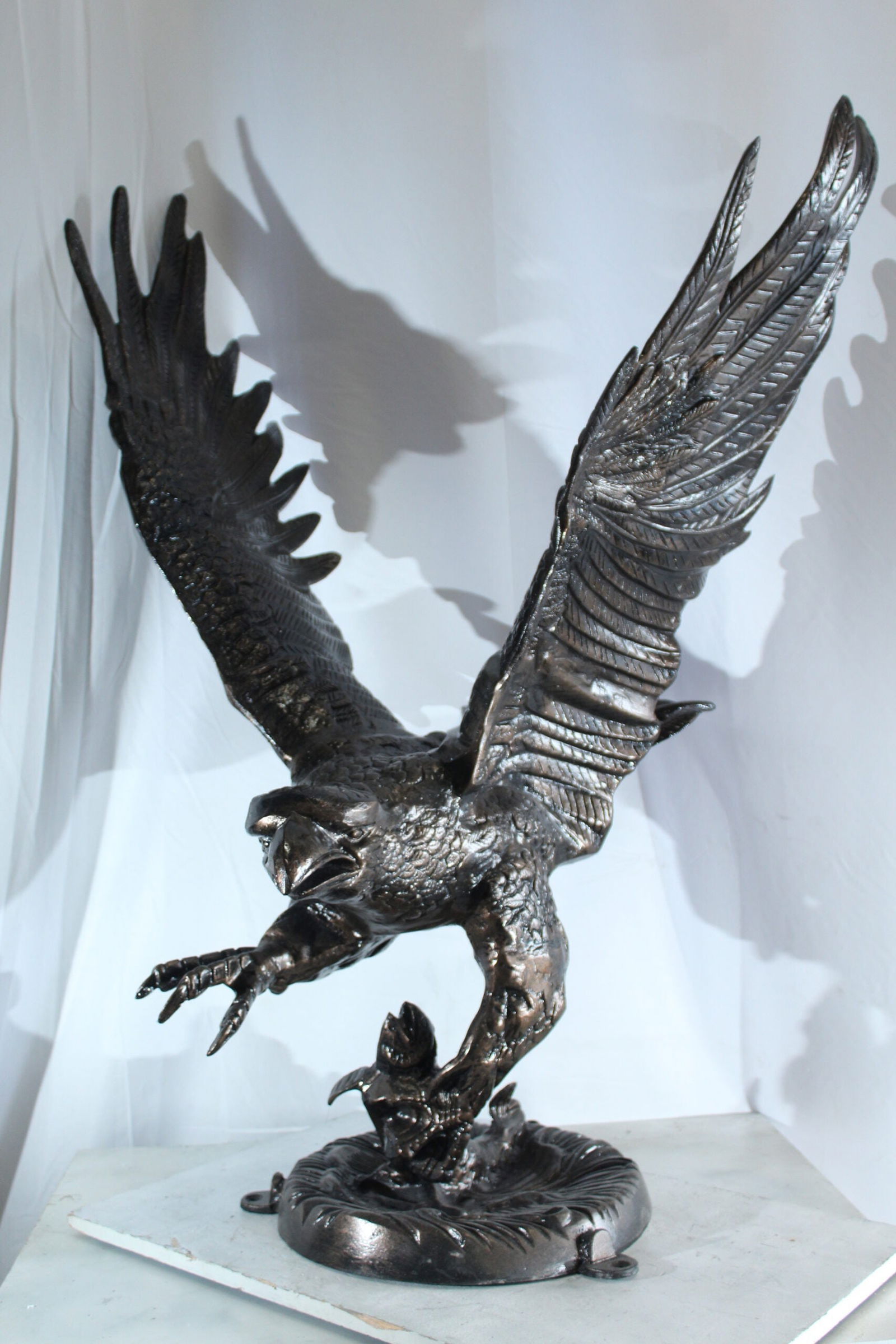 Large Aluminum Eagle Statue with Wings Spread in Flight - Bronze-Style Wildlife Decor for Home & - 5
