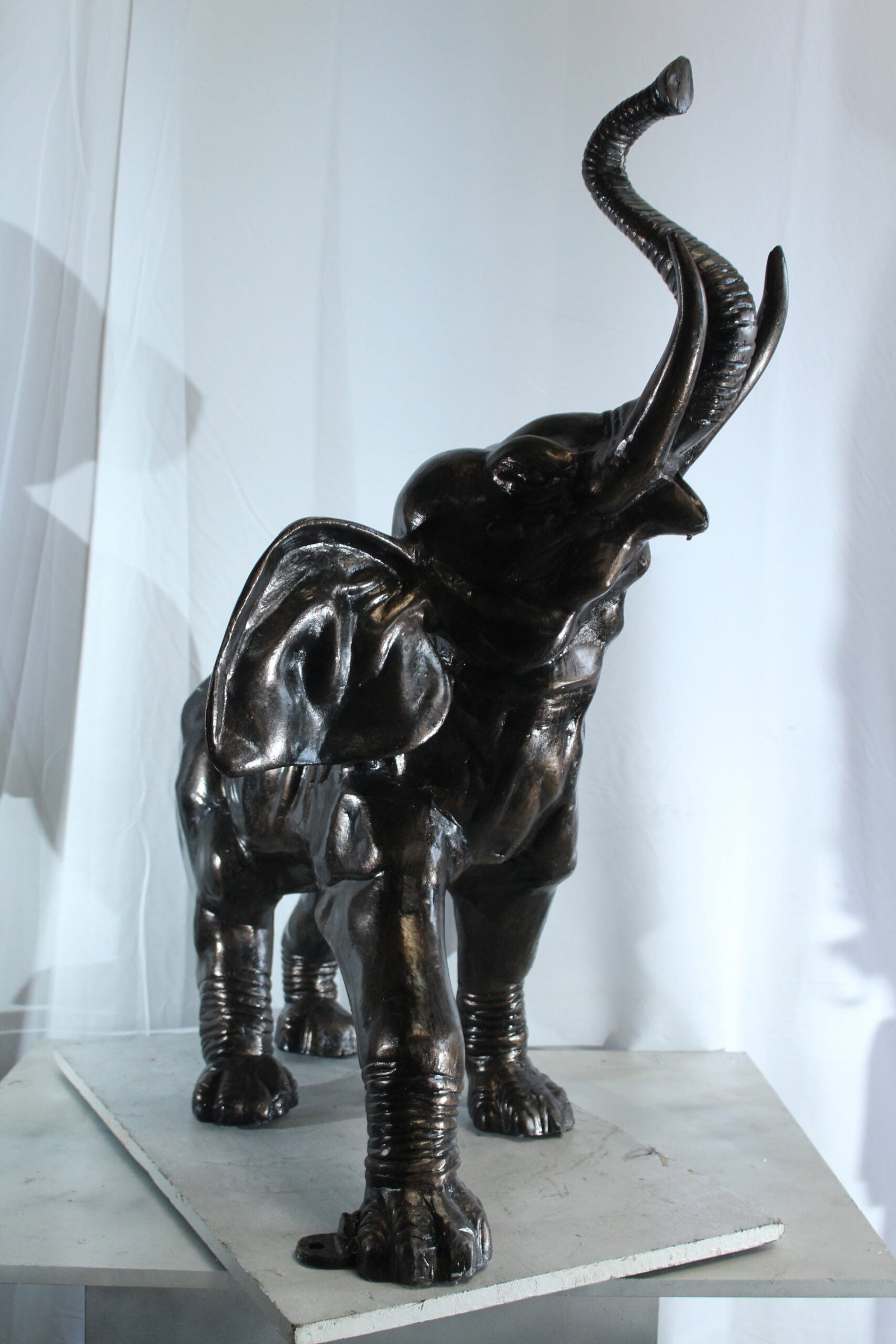 Majestic Aluminum Elephant Statue with Raised Trunk - Decorative Sculpture for Indoor & Outdoor - 11