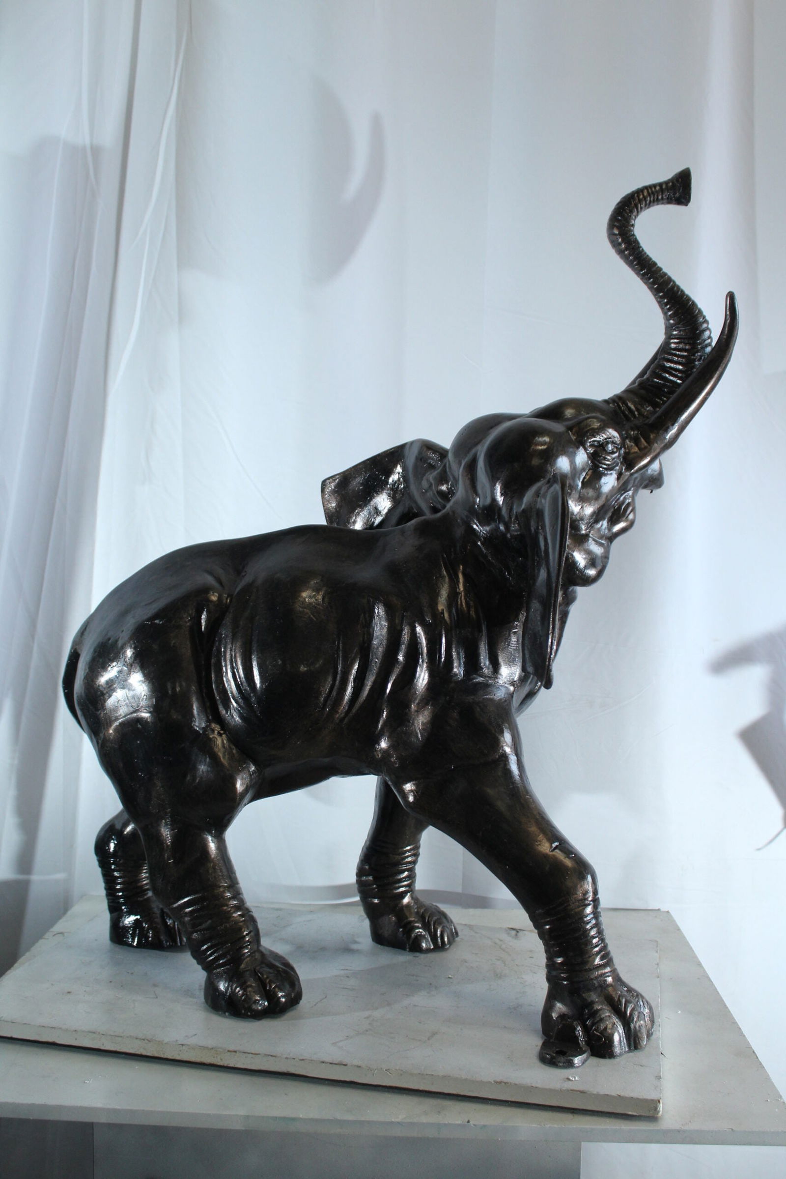 Majestic Aluminum Elephant Statue with Raised Trunk - Decorative Sculpture for Indoor & Outdoor - 2