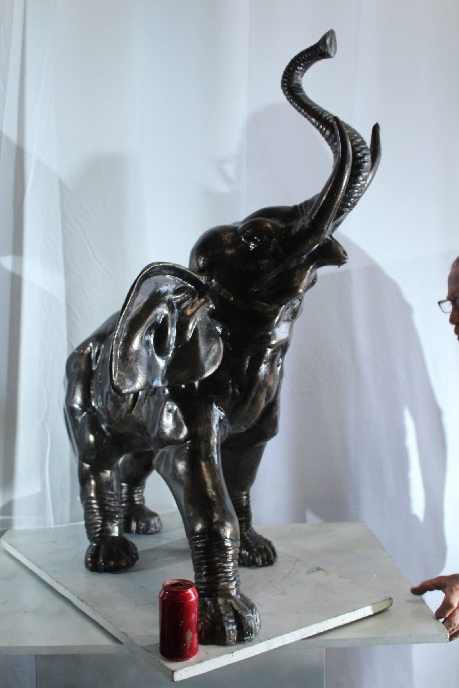 Majestic Aluminum Elephant Statue with Raised Trunk - Decorative Sculpture for Indoor & Outdoor - 5