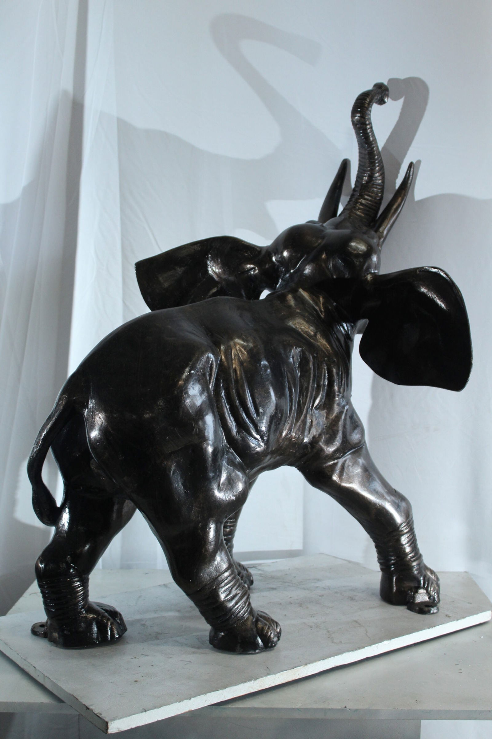 Majestic Aluminum Elephant Statue with Raised Trunk - Decorative Sculpture for Indoor & Outdoor - 9