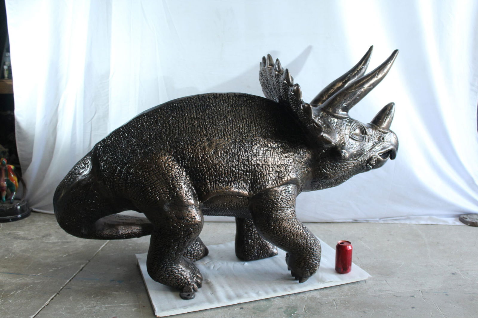 Giant Aluminum Triceratops Statue - 57" Long Dinosaur Sculpture with Detailed Scales & Horns for - 11