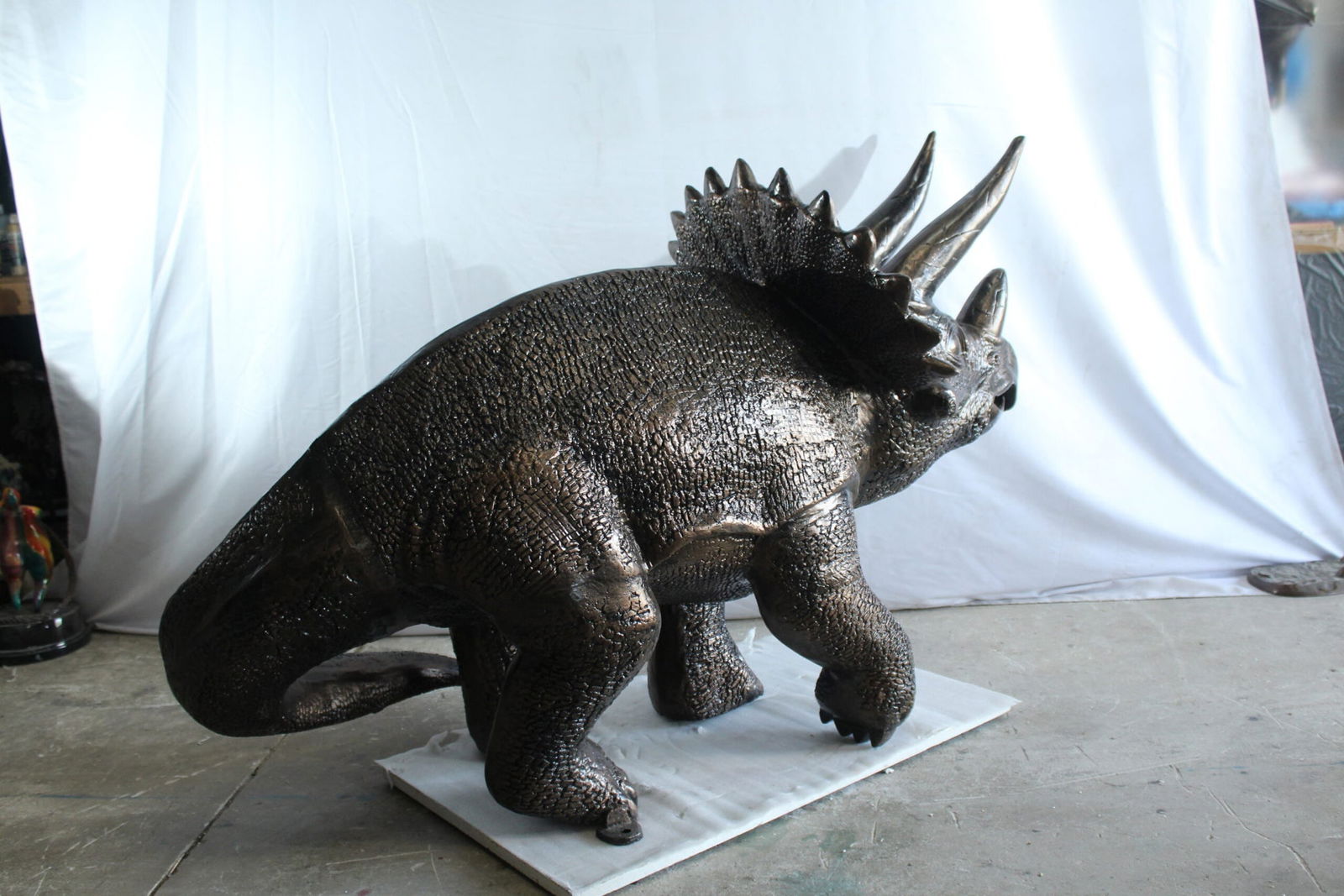 Giant Aluminum Triceratops Statue - 57" Long Dinosaur Sculpture with Detailed Scales & Horns for - 12