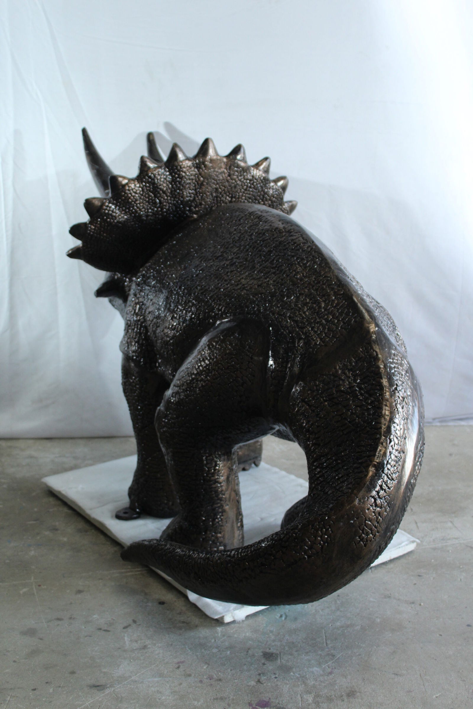 Giant Aluminum Triceratops Statue - 57" Long Dinosaur Sculpture with Detailed Scales & Horns for - 3