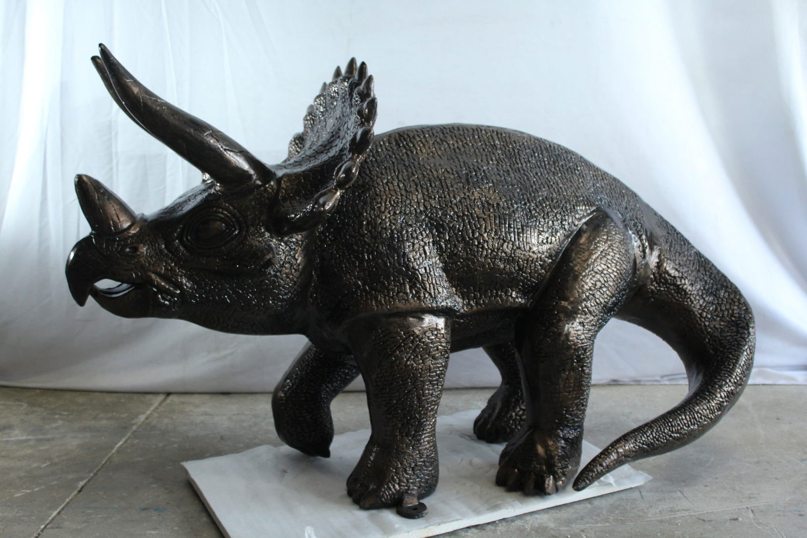 Giant Aluminum Triceratops Statue - 57" Long Dinosaur Sculpture with Detailed Scales & Horns for - 5