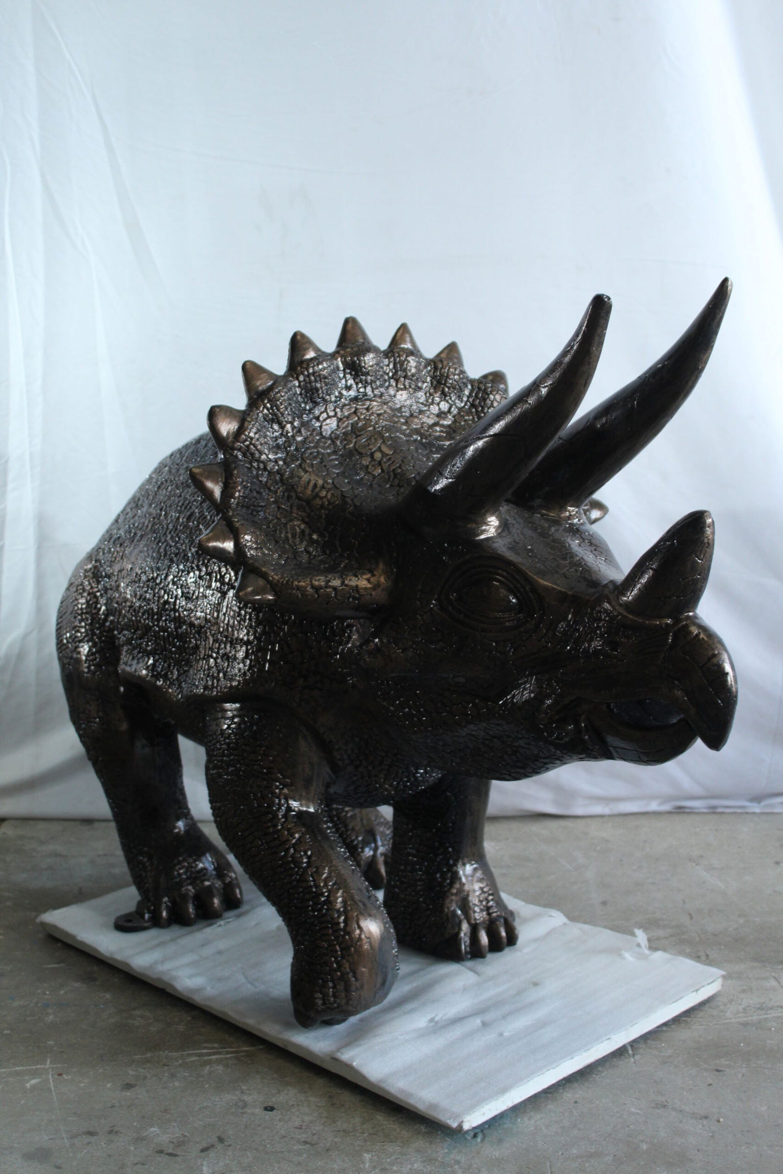 Giant Aluminum Triceratops Statue - 57" Long Dinosaur Sculpture with Detailed Scales & Horns for - 7