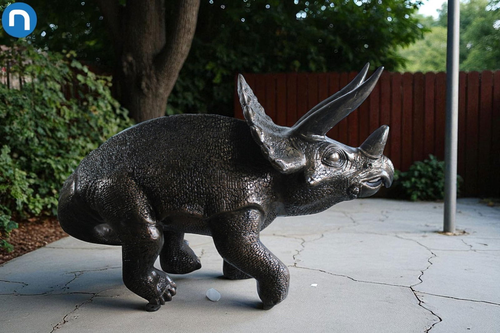 Giant Aluminum Triceratops Statue - 57" Long Dinosaur Sculpture with Detailed Scales & Horns for - 9