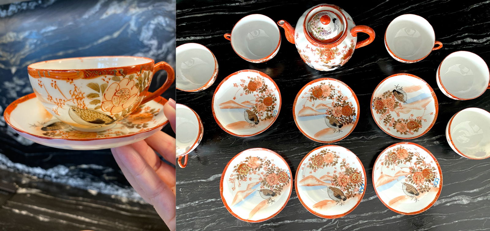 Antique Handpainted Porcelain tea set 14 pcs. - 10