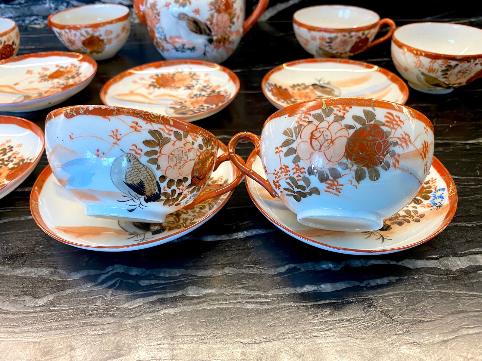 Antique Handpainted Porcelain tea set 14 pcs. - 3