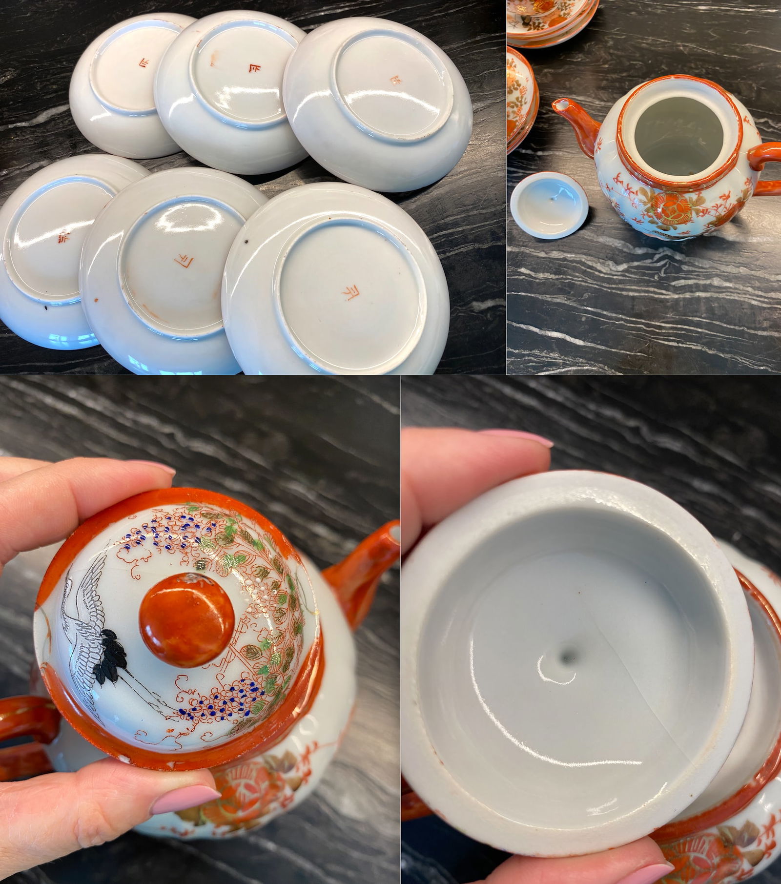 Antique Handpainted Porcelain tea set 14 pcs. - 9