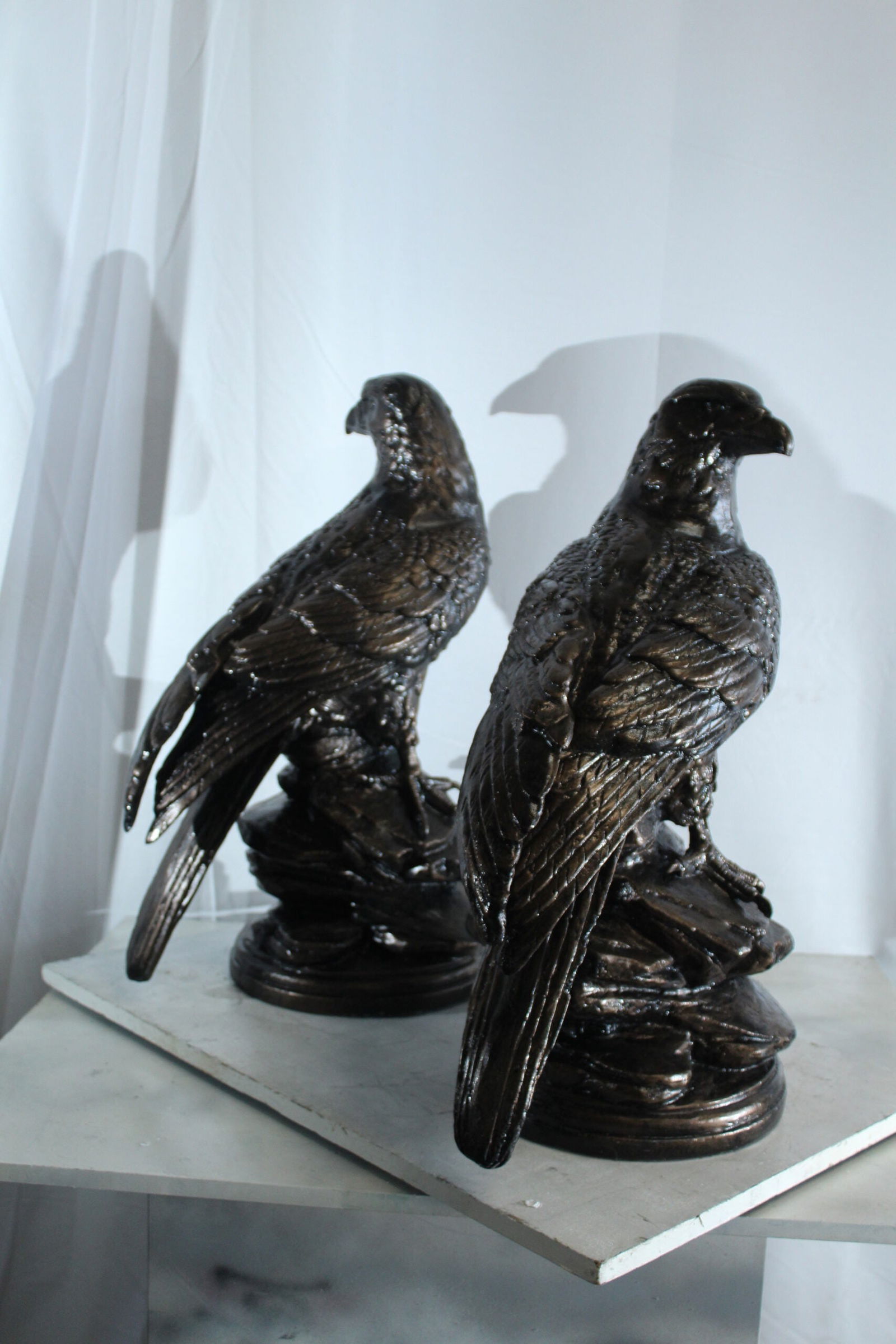 Pair of Aluminum Eagle Statues - Majestic Bird Sculptures with Detailed Feathers and Regal Presence - 7