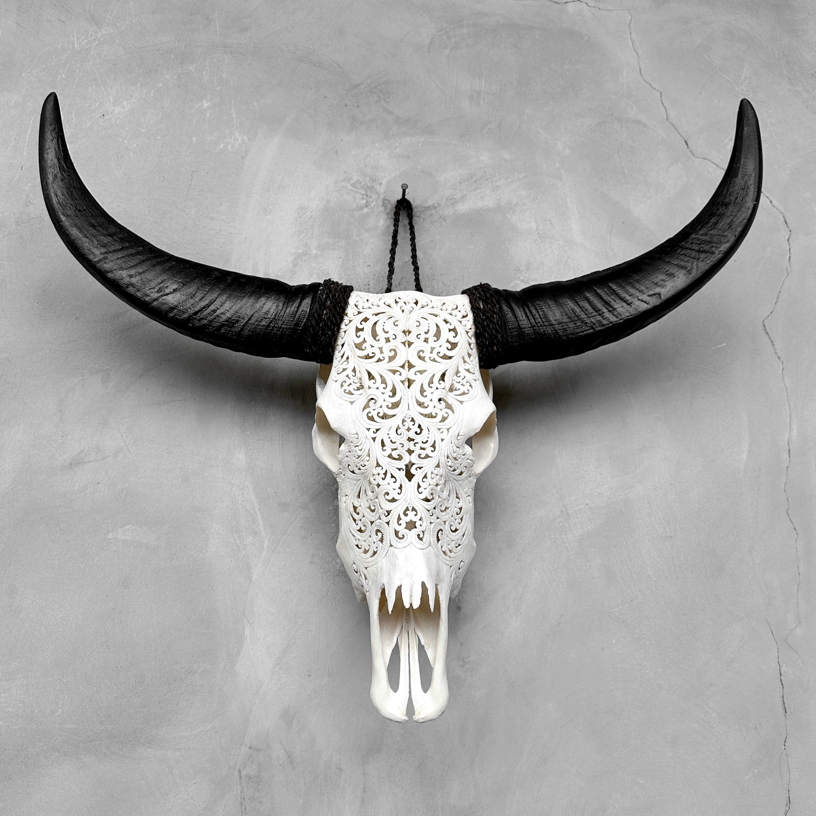 White buffalo skull - Traditional Balinese motif - 10