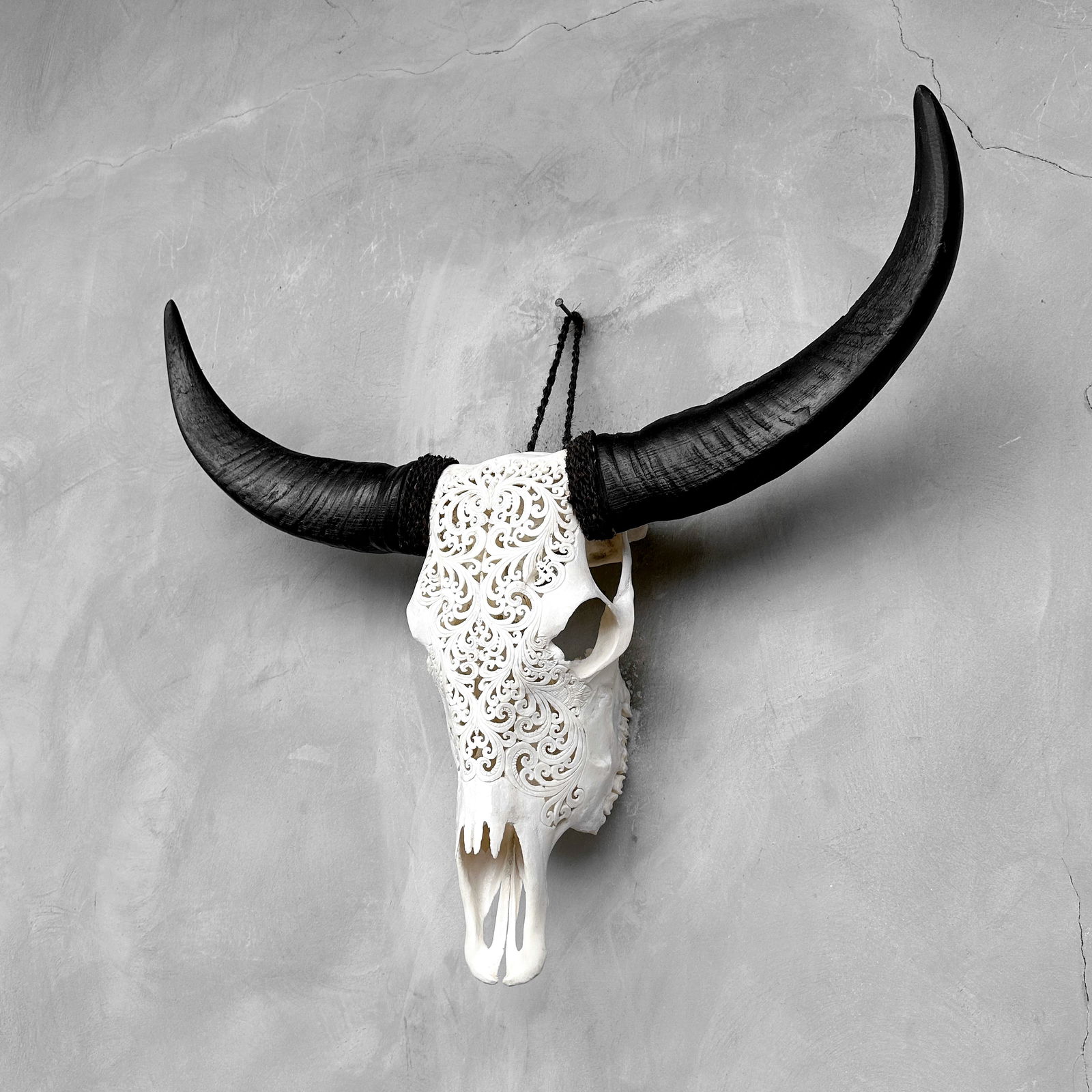 White buffalo skull - Traditional Balinese motif - 8