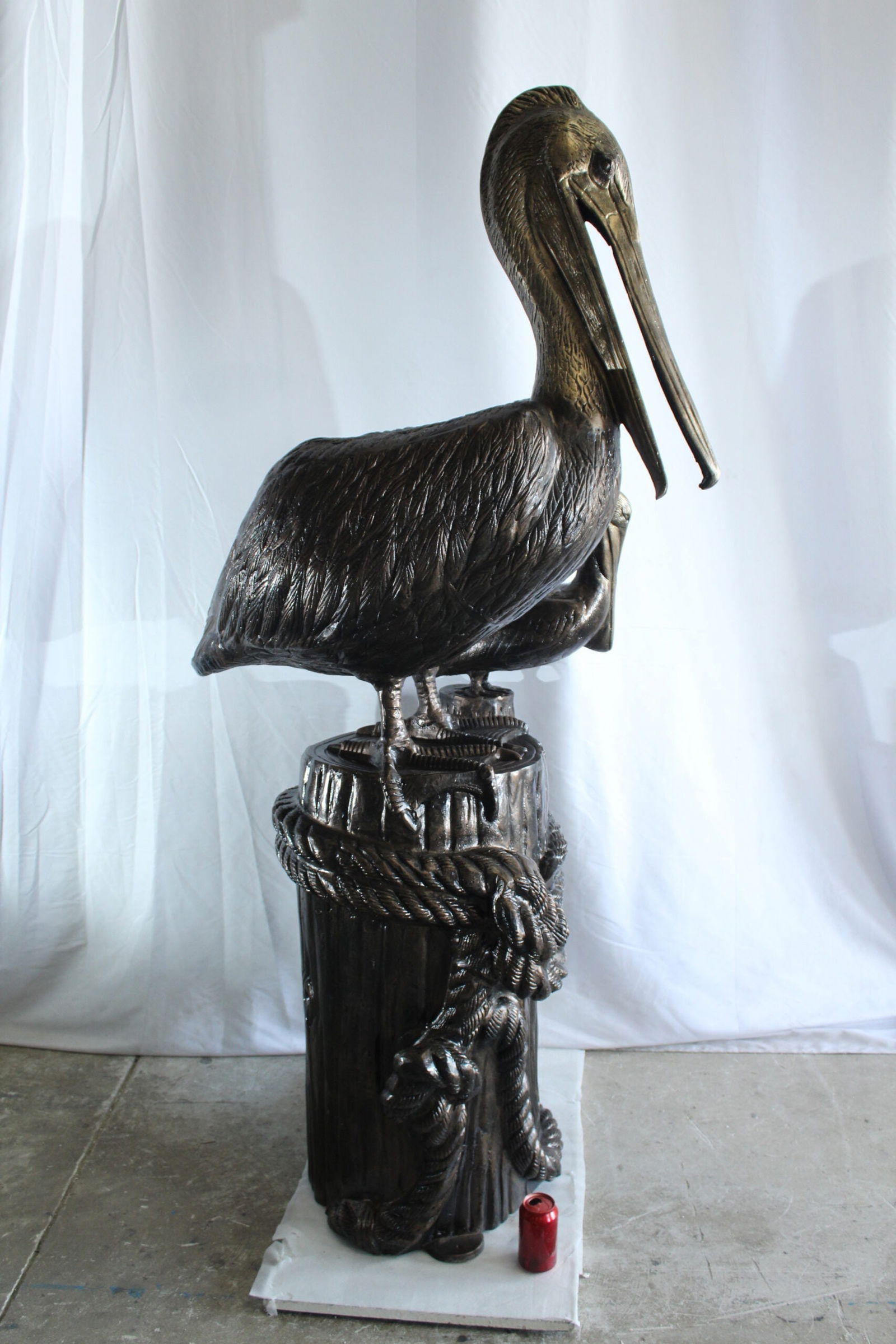 Giant Aluminum Mama Pelican with Baby Pelican Statue on Post 40" x 33" x 78"H - 11